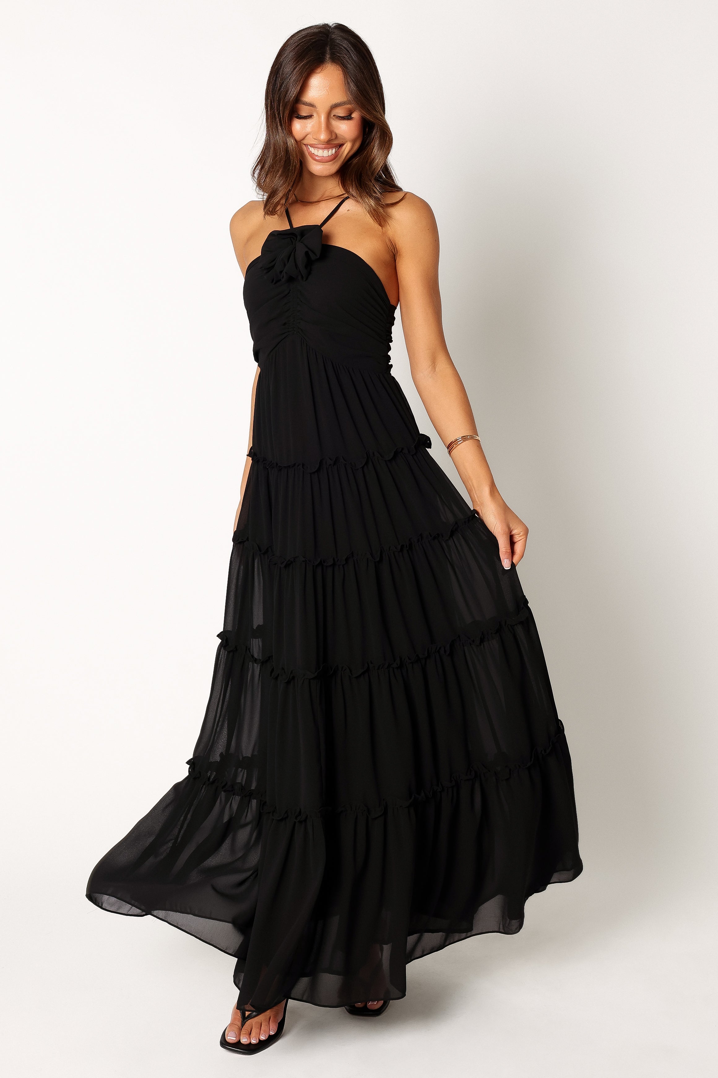 Dottie Halterneck Maxi Dress for Women - Elegant Black Long Summer Dress for Beach, Wedding & Evening Parties