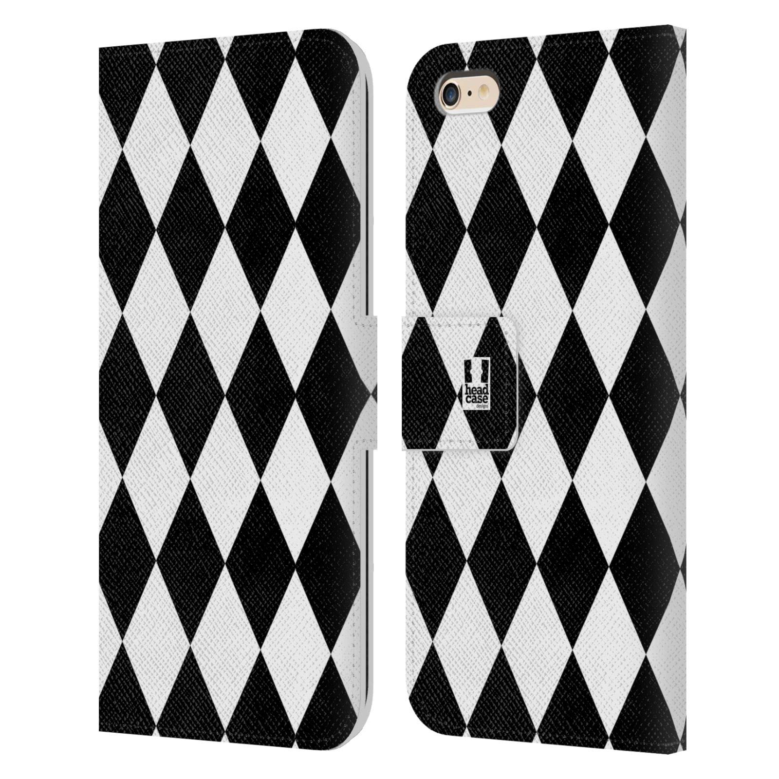 Diamonds Black & White Leather Book Wallet Case for Apple iPhone 6 Plus/6s Plus - Stylish Protective Cover for Everyday Use & Travel