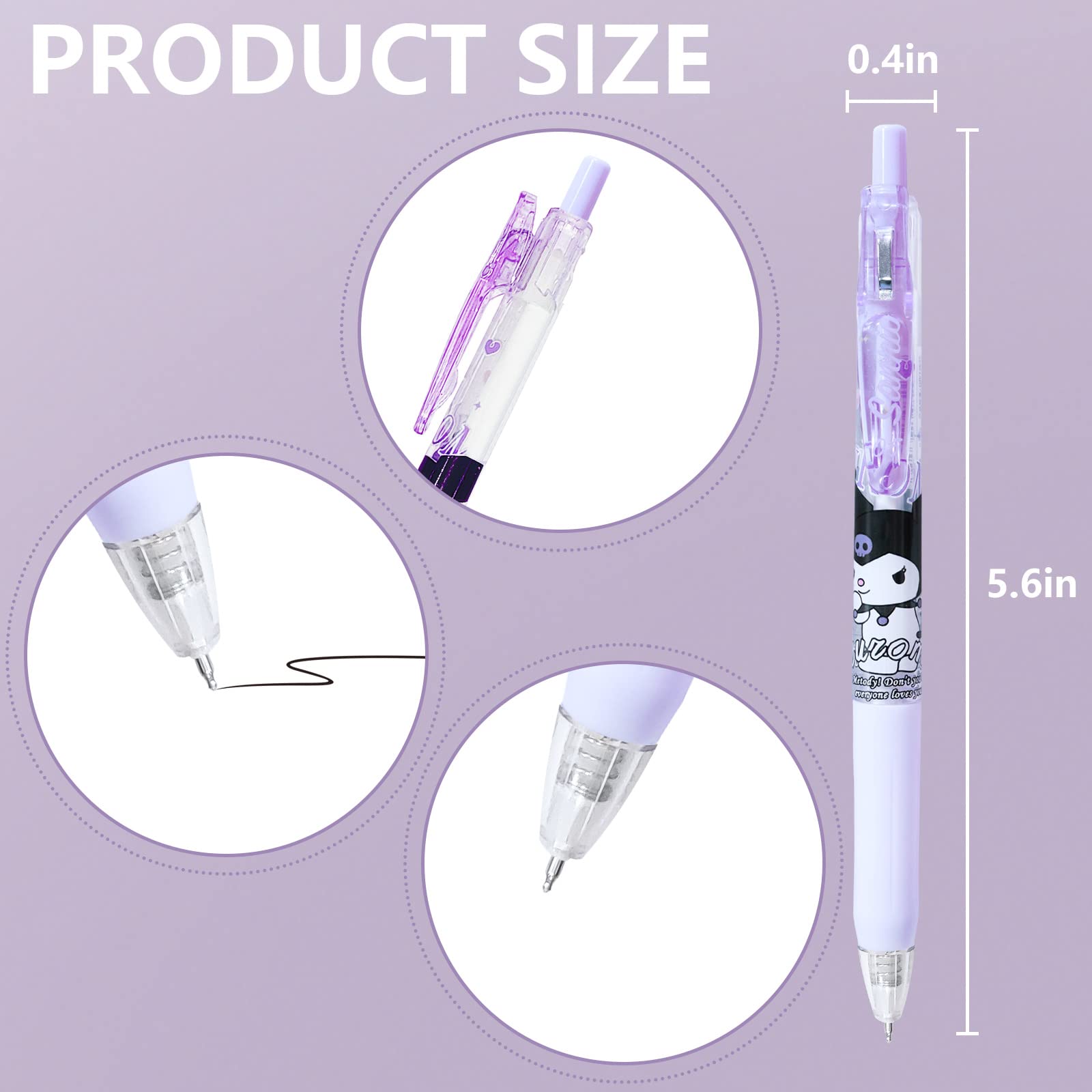 6 Pack Cute Cartoon Kitty Ballpoint Pens - 0.5mm Fine Point Kawaii Anime Writing Pens for School, Office & Journaling - Adorable Cat Stationery Gift for Students & Anime Fans