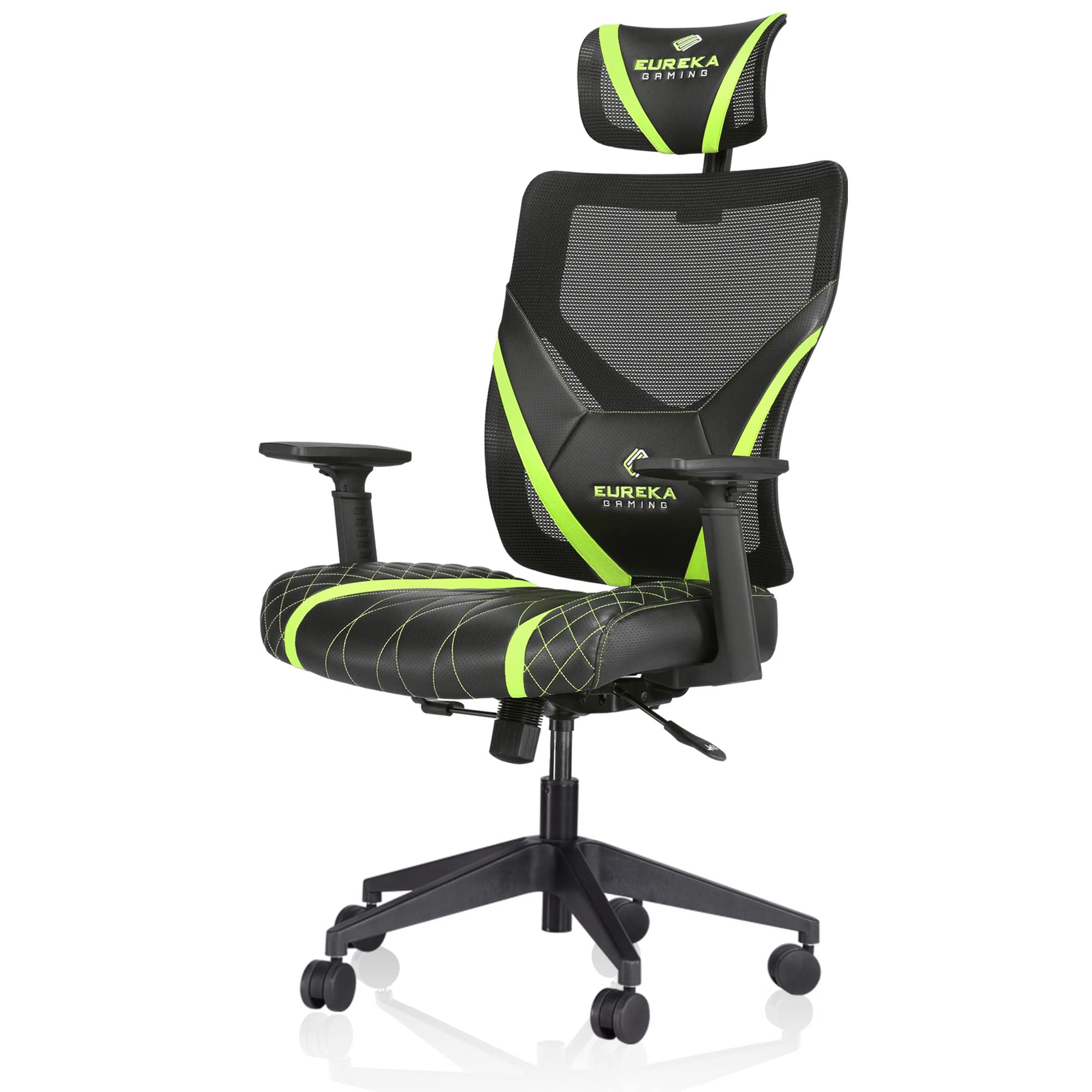 EUREKA ERGONOMIC Gaming Chair - Ergonomic Mesh Office Chair with Adjustable Headrest & Lumbar Support, High Back Ventilated Computer Desk Chair for Home Office, Gaming & Work - Green