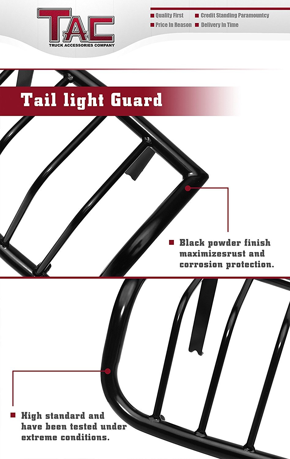 Black TAC Rear Tail Light Guards Cover Protector for 2007-2018 Jeep Wrangler JK (Not Fit 2018 JL) - Durable Wrap Around Taillight Exterior Accessories (1 Pair) - Perfect for Off-Roading, Trail Riding & Jeep Customization
