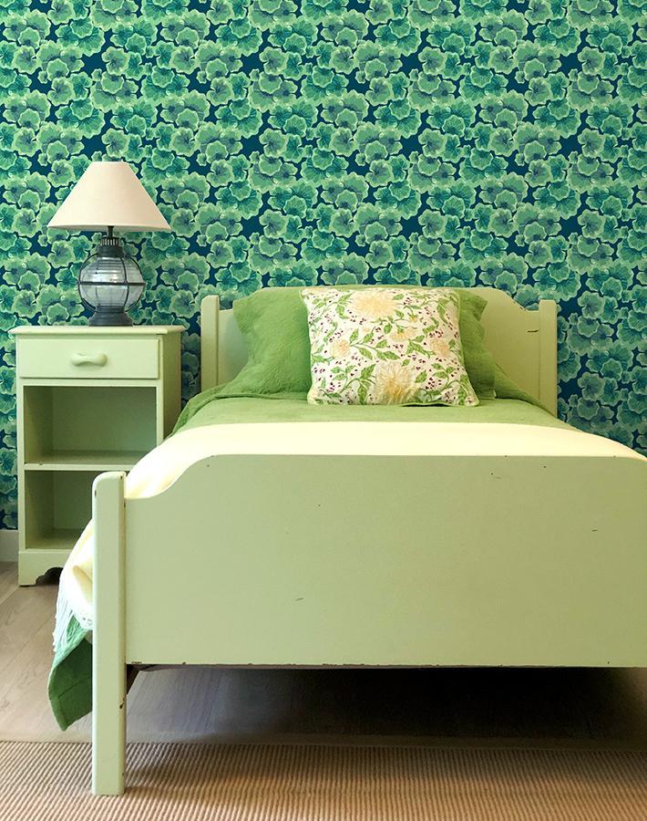 Nathan Turner Indigo Geranium Leaves Wallpaper - Botanical Floral Peel and Stick Wallpaper for Living Room, Bedroom, and Home Decor