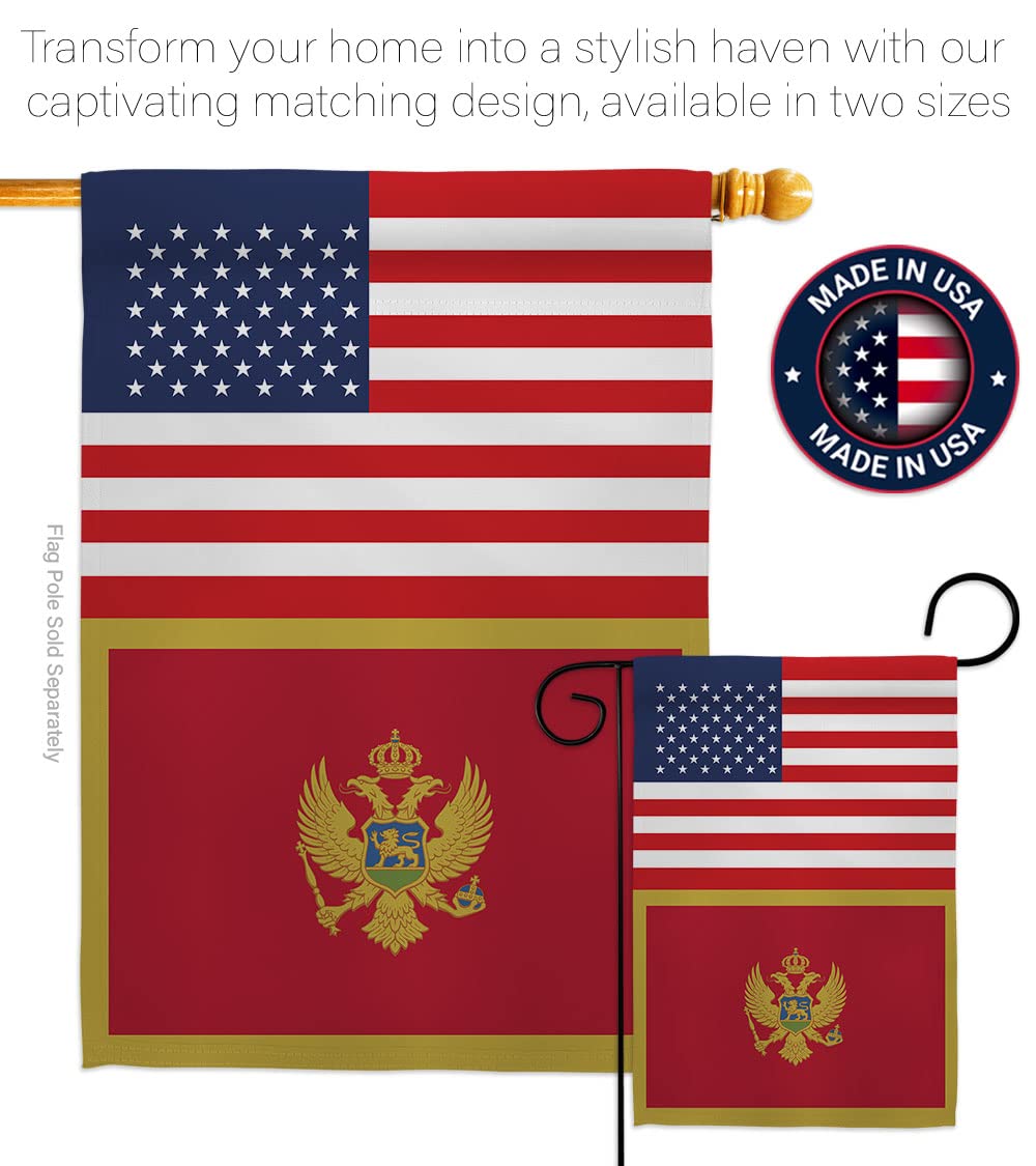 Americana Home & Garden Montenegro US Friendship Flag - Double-Sided Outdoor Decorative Banner for Yard, Garden & Patio - Made in USA - Perfect for International Events, Cultural Celebrations & Patriotic Displays
