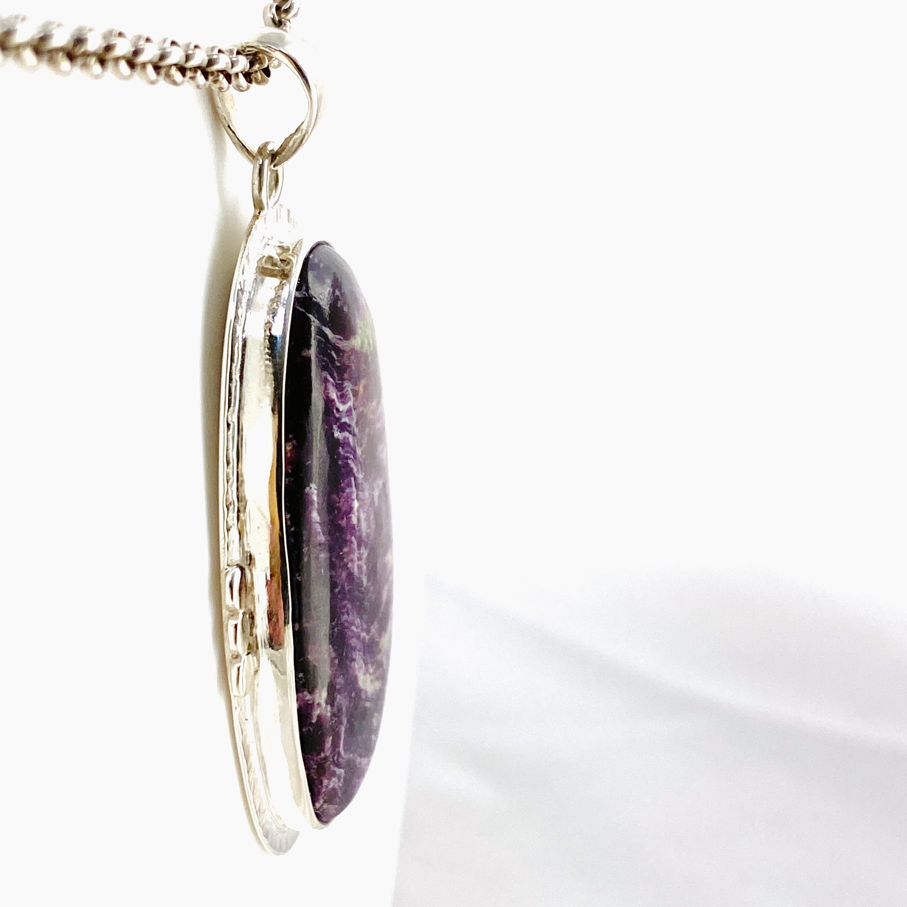 Kammererite Oval Cabochon Pendant in Sterling Silver Setting - KPGJ4748 | Handmade Gemstone Jewelry for Women, Gift for Her, Birthday & Anniversary Present