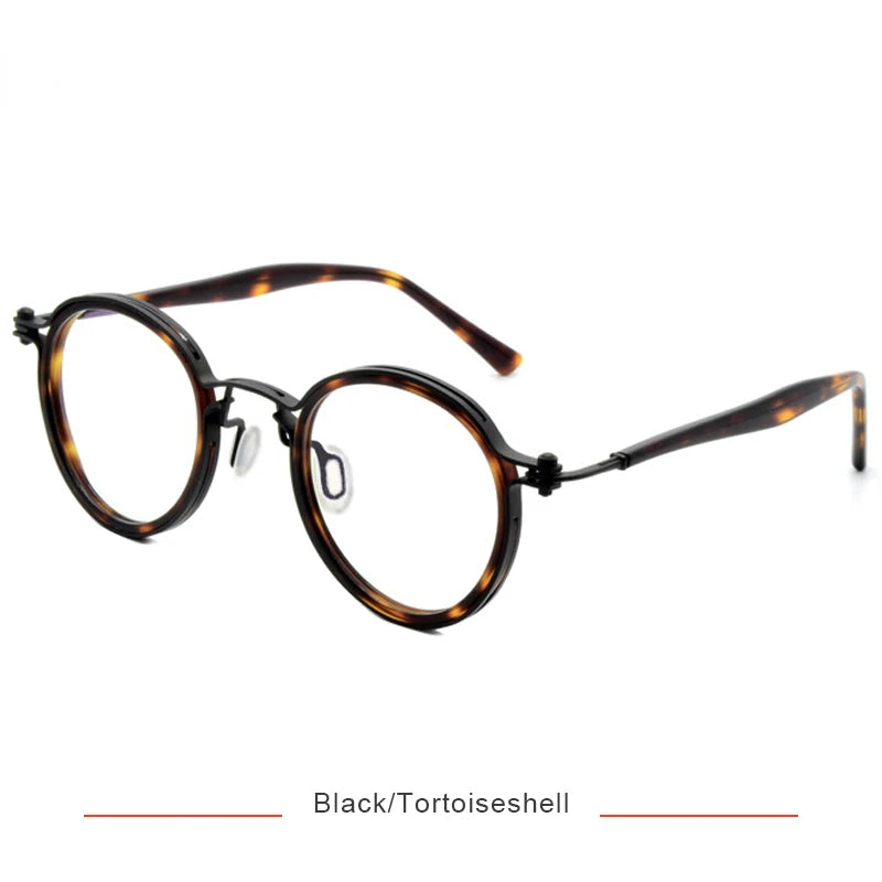 Brightzone Unisex Full Rim Round Acetate Titanium Eyeglasses 75820 - Stylish Lightweight Glasses for Men & Women - Perfect for Reading, Work, and Everyday Wear