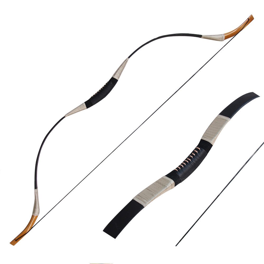 Traditional Handmade Recurve Bow 30-65lbs Set - Mongolian Horsebow for Hunting & Target Practice | Left/Right Hand Archery Bow for Adults | Outdoor Hunting, Competition & Training | Durable Pigskin Longbow for Beginners & Professionals