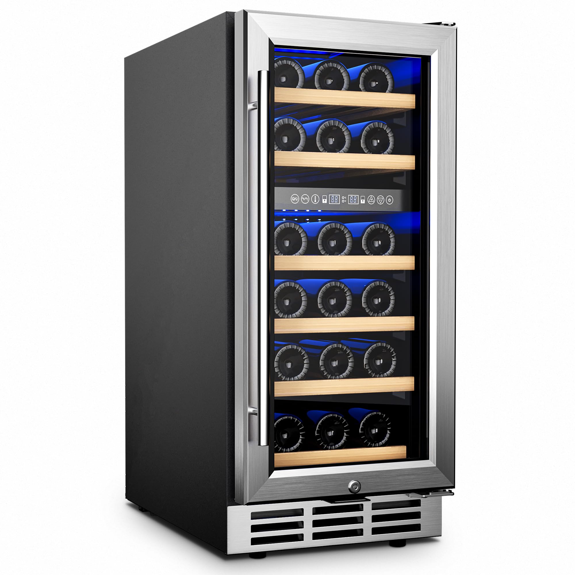 EUHOMY 15 Inch Dual Zone Wine Cooler Refrigerator - Digital Temperature Control, Ultra Quiet Compressor, Double Layer Glass Door - Holds 33 Bottles - Perfect for Home Bars, Restaurants, and Wine Cellars