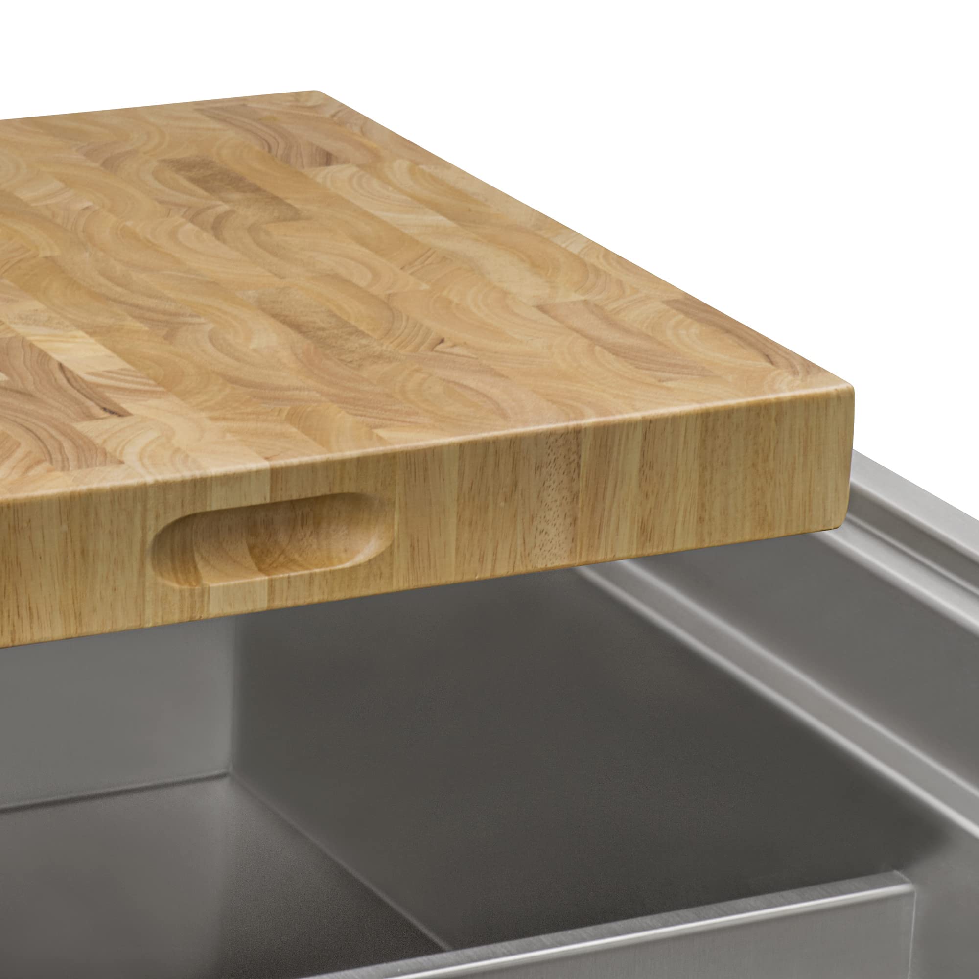 Ruvati 17 x 16 x 2 Inch Thick End-Grain French Oak Butcher Block Cutting Board - Large Solid Wood Chopping Board for Kitchen, Meat, Vegetables - RVA2445OAK - Perfect for Food Prep, Charcuterie & Entertaining