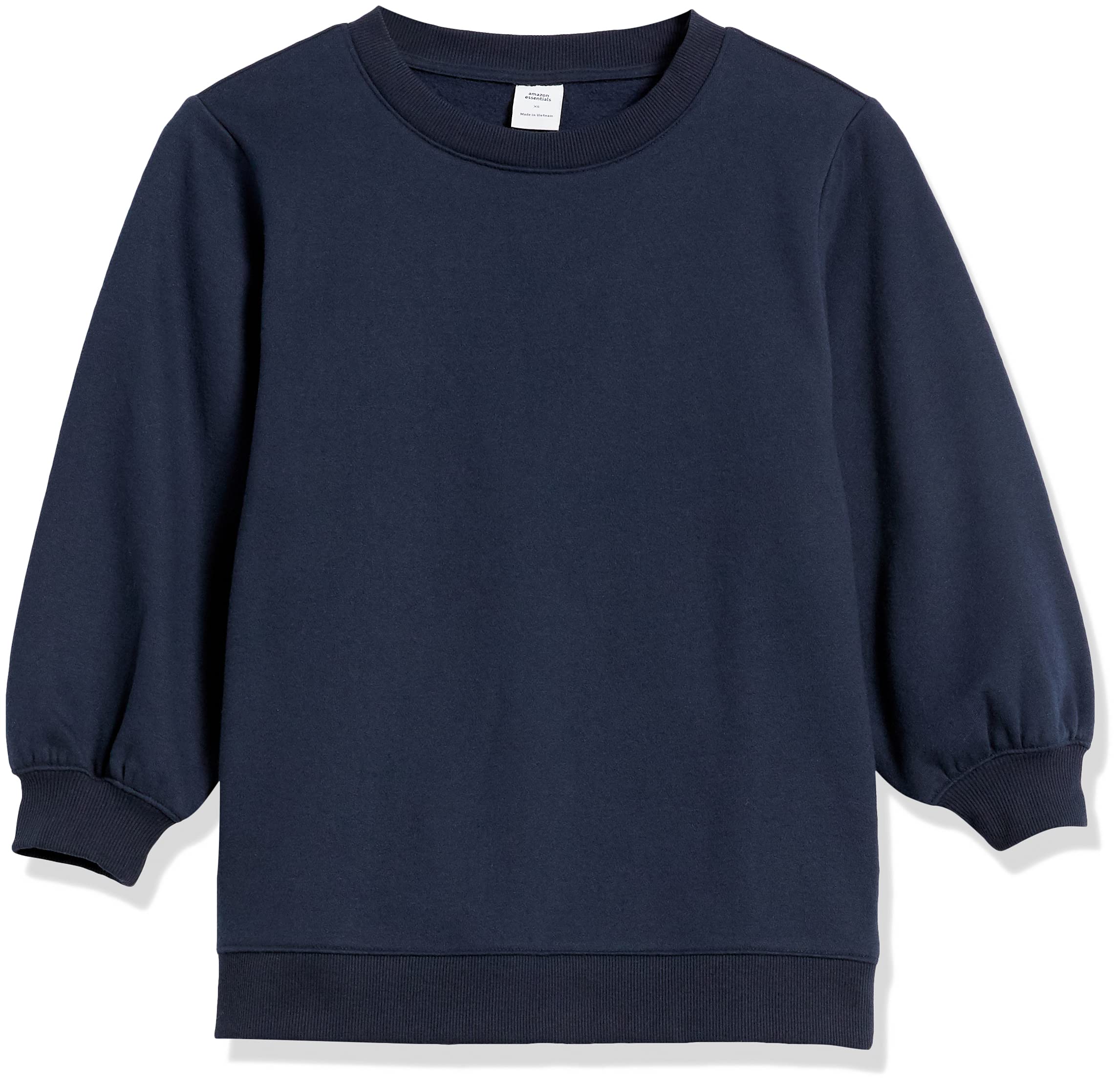 Amazon Essentials Women's Fleece Sleeve Detail Crewneck Sweatshirt - Soft Casual Pullover for Everyday Wear, Lounge & Outfits