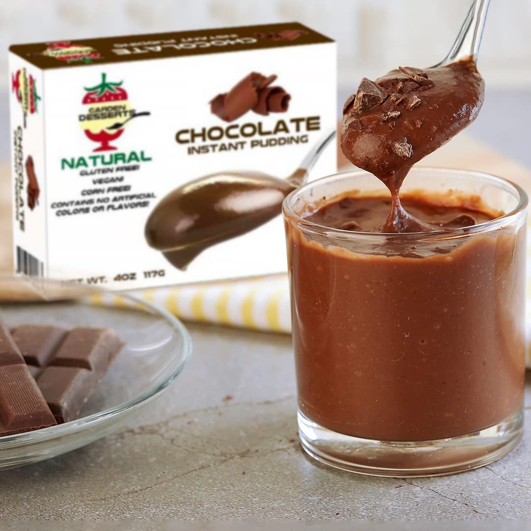 Garden Desserts All Natural Instant Chocolate Pudding Mix - Vegan, Gluten Free, Kosher Certified (4 Oz, 3 Pack) | Perfect for Quick Desserts, Baking, Snacks & Party Treats