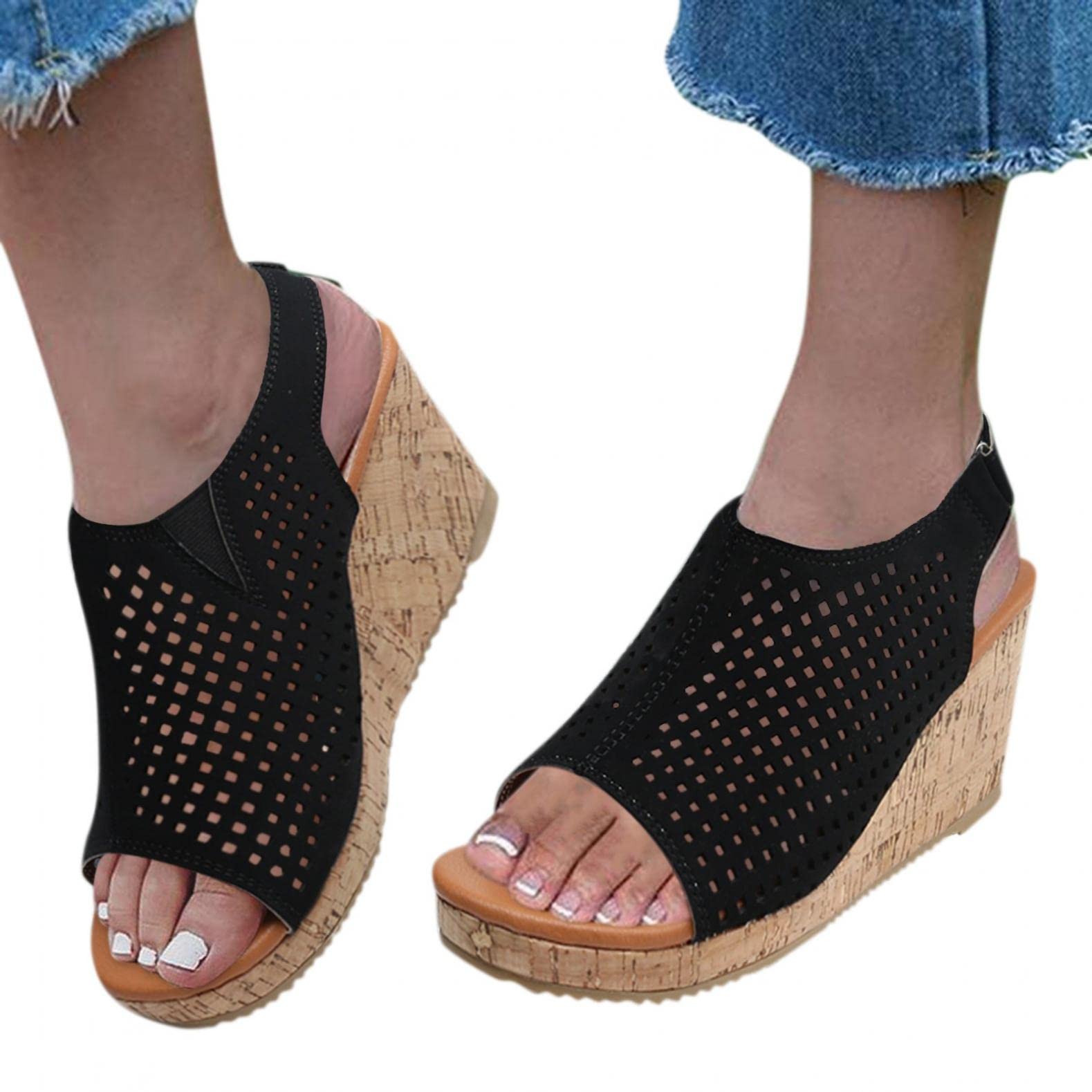 Masbird Women's Beach Sandals - Wedding & Casual Platform Sandals with Summer Patterns, Flat Travel Flip Flops for Beach Vacations, Pool Parties & Summer Outings (Black)