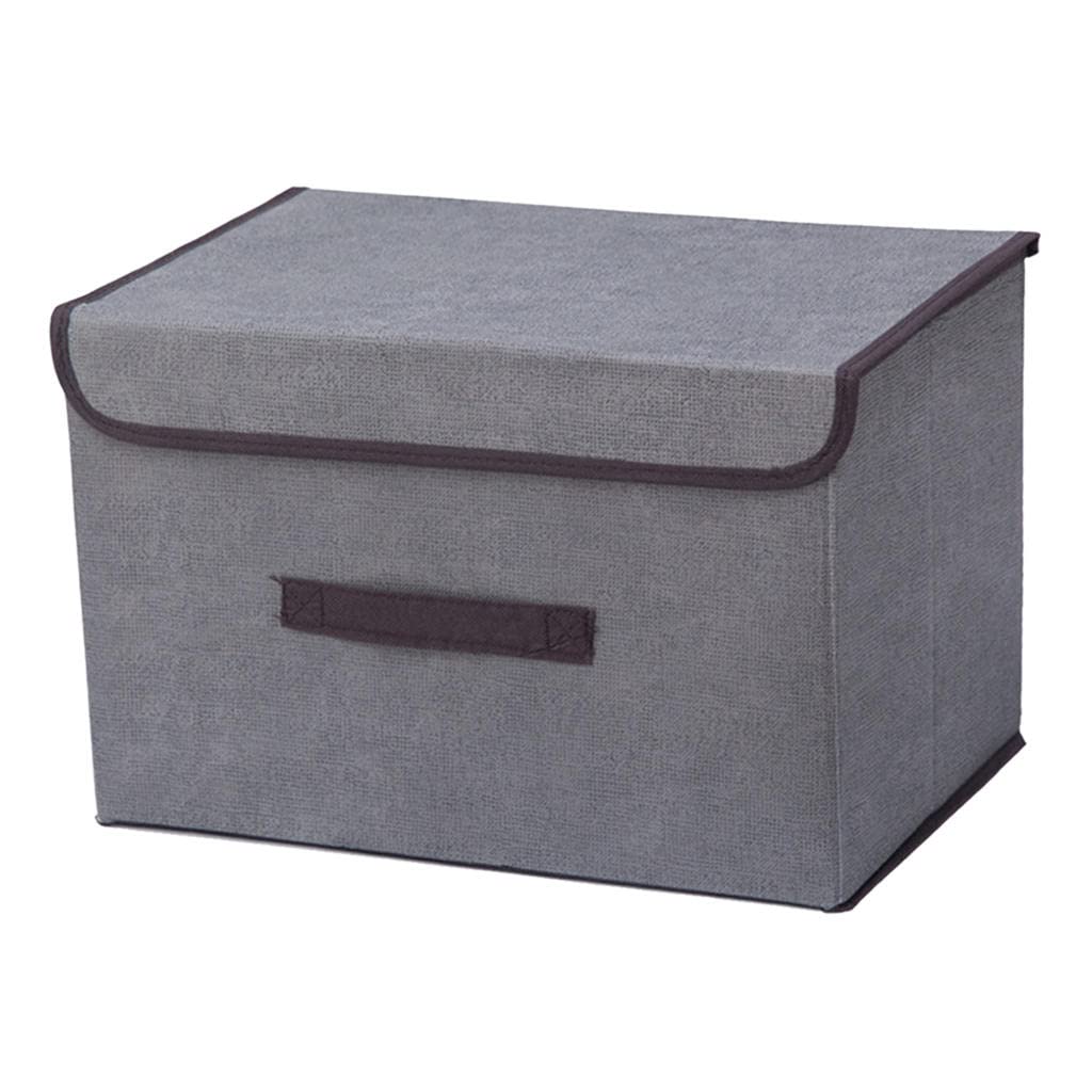 Foldable Storage Box with Lid - Organizer Bin for Toys, Books, Closet & Bedroom - Space Saving Home Storage Solution (Light Gray) - Perfect for Kids' Room, Office & Underbed Organization