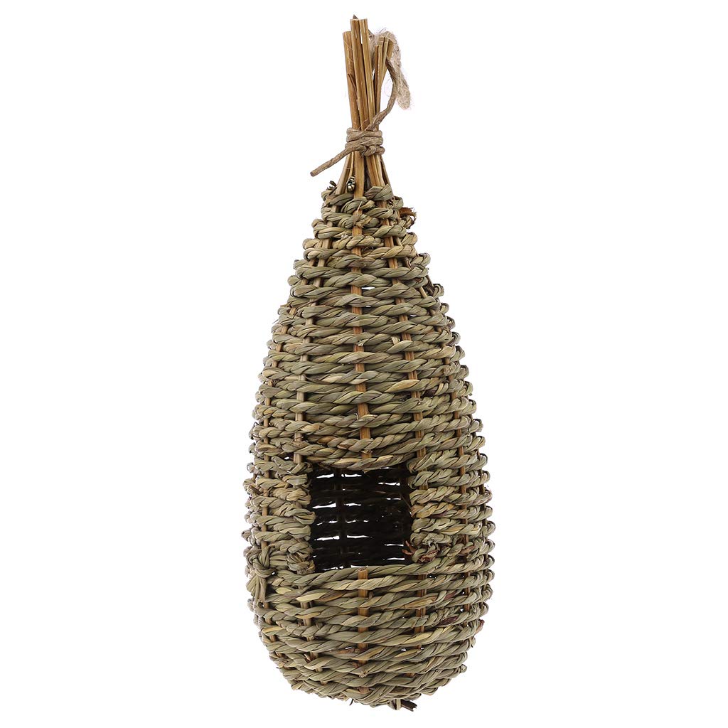 Natural Fiber Hanging Bird House for Finches - Outdoor Bird Nest Hut, Cage Shelter & Hideaway - Perfect for Garden, Patio, and Backyard Bird Watching