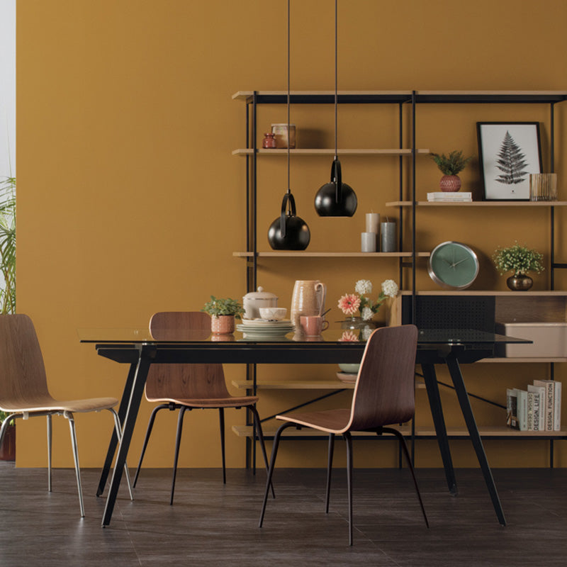 ARCHIE 180cm Glass Dining Table - Modern Tempered Glass Top with Sturdy Metal Frame for Dining Room, Kitchen, or Office Space