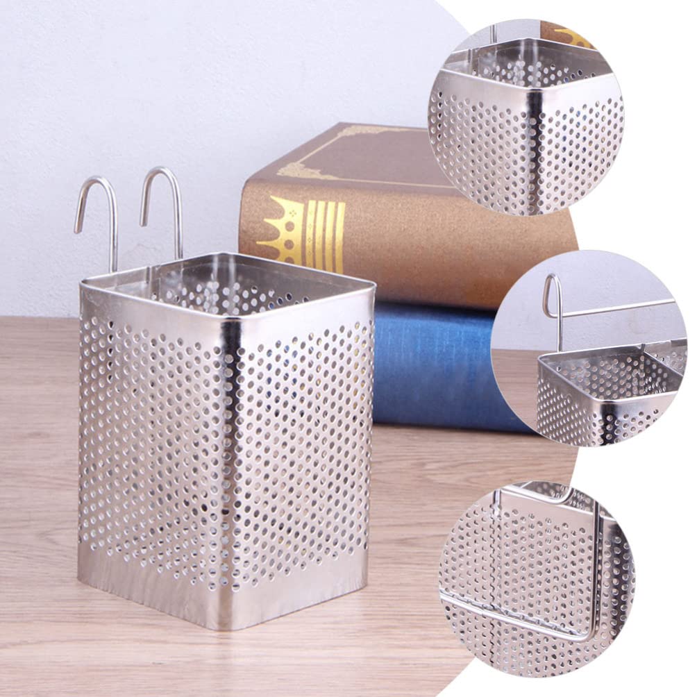 Hemoton 2Pcs Stainless Steel Chopstick & Utensil Holder - Silverware Drainer Basket, Hanging Kitchen Organizer for Efficient Space Saving, Perfect for Countertop & Cabinet Storage