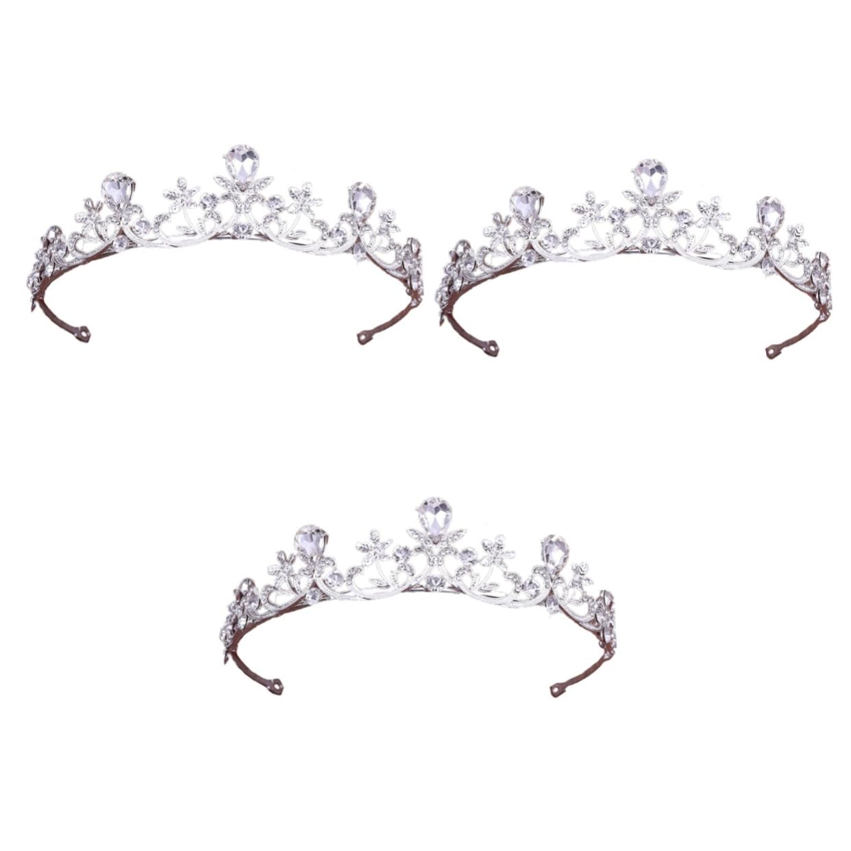 Minkissy 3-Piece Rhinestone Crown Set - Elegant Crystal Queen Tiara for Prom, Wedding & Bridal Accessories | Princess Headband for Birthday, Pageant & Special Events | Sparkling White Decorative Crown for Women & Girls
