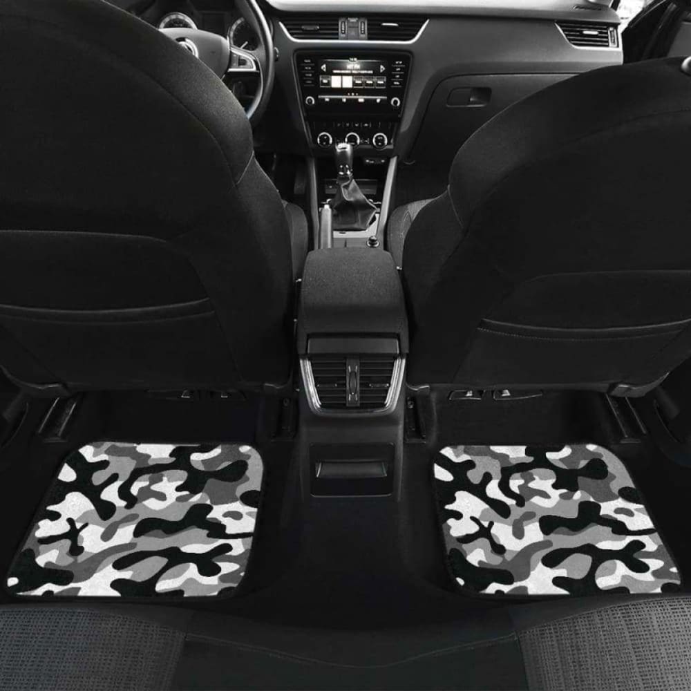 Black & White Camo Car Mats - Durable Front & Back Floor Mats with Camouflage Pattern (Model 112608) - Perfect for Trucks, SUVs & Off-Road Vehicles