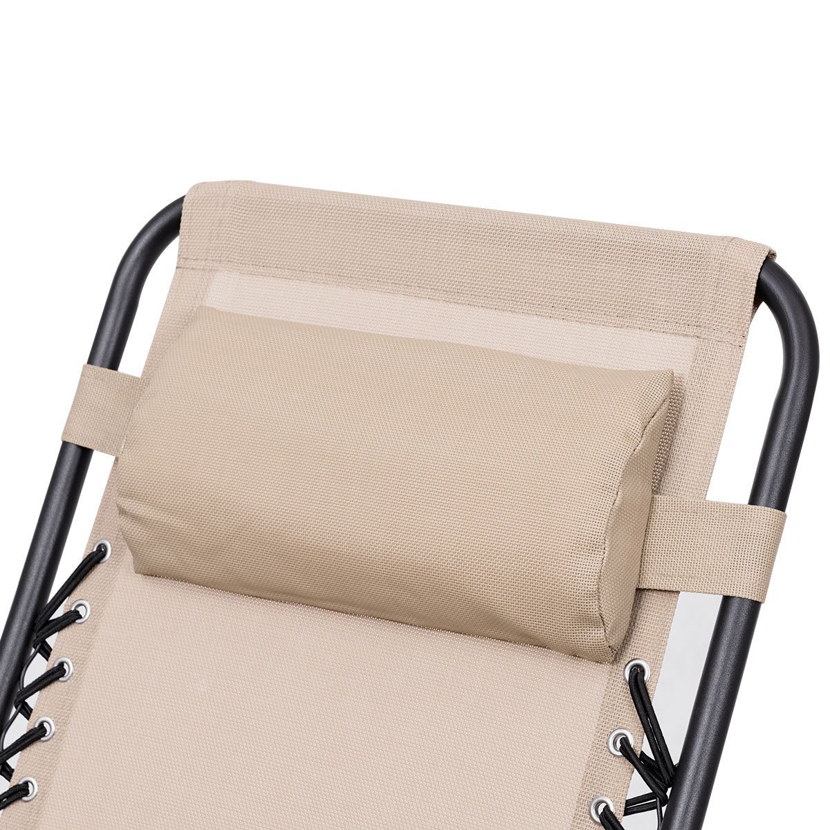 Giantex 3-Piece Zero Gravity Lounge Chair Set - Patio, Poolside & Backyard Reclining Chaise Lounge with Side Table - Foldable Outdoor Furniture for Relaxation (Beige) | Perfect for Sunbathing, Reading & Lounging in Garden, Deck or Beach