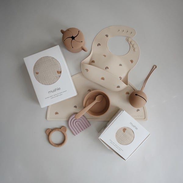 Mushie Silicone Baby Bib - Soft, Waterproof & Easy Clean Feeding Bib for Infants & Toddlers - Perfect for Mealtime, Snacks & Messy Play