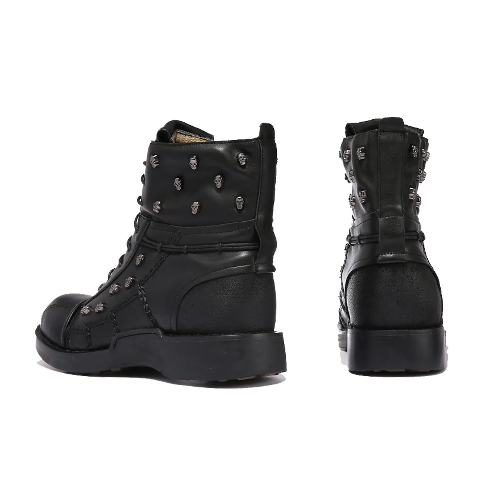 Men's British Style Motorcycle Boots - Thick-Soled Leather Short Boots for Riding & Casual Wear (Black, Size 8) | Perfect for Bikers, Outdoor Adventures & Street Fashion