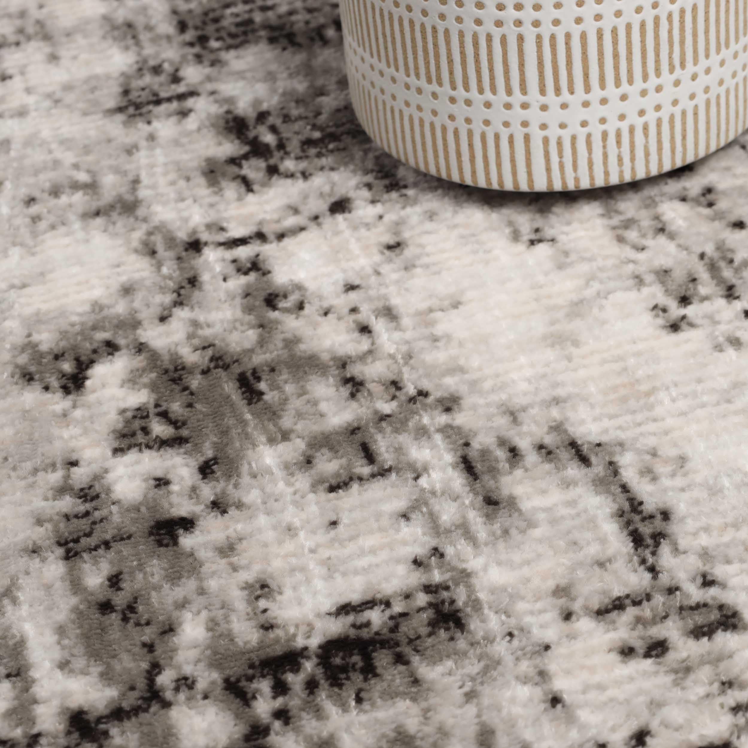 Premium Indoor Area Rug with Cotton Backing - Modern Abstract Distressed Design for Living Room, Bedroom, Office & Entryway - Euphemia Collection 3'x5' Charcoal - Perfect for Hardwood Floors, Kitchen, Dining & Home Decor