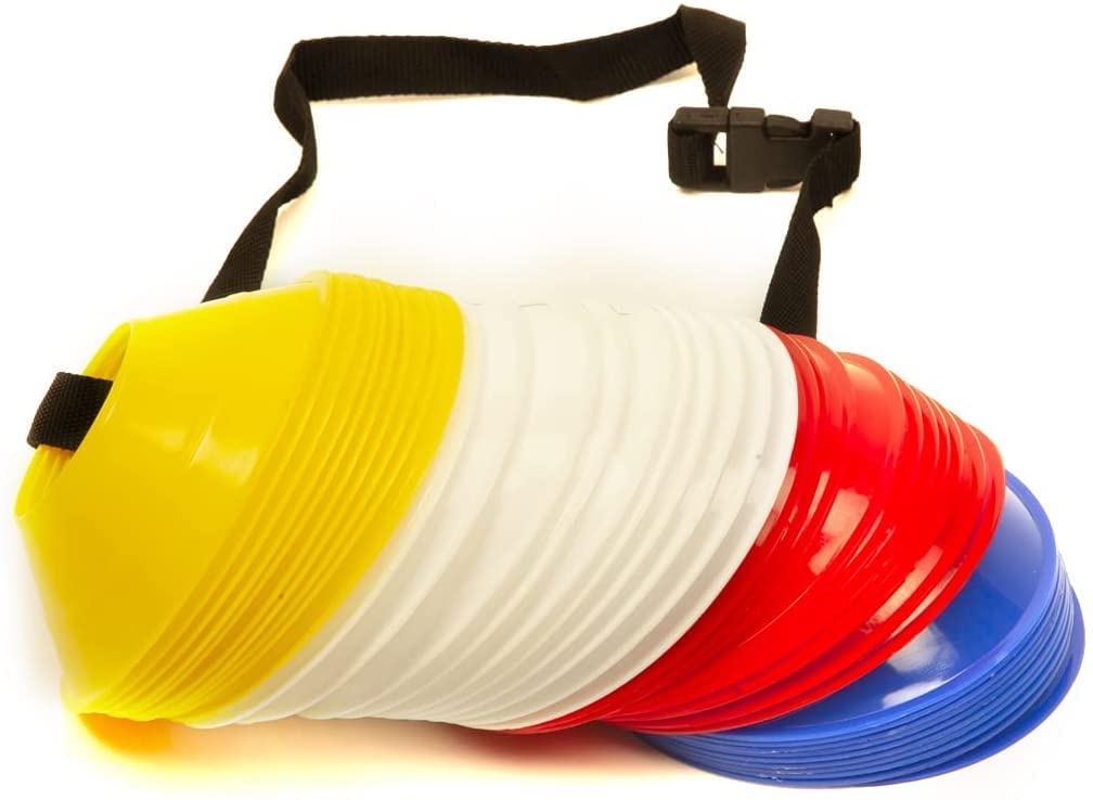 Layan Sports 10-Pack Mini Soccer Disc Cones - Durable Training Cones with Carry Strap for Soccer, Cricket, Track & Field Practice | Perfect for Drills, Agility Training & Youth Sports