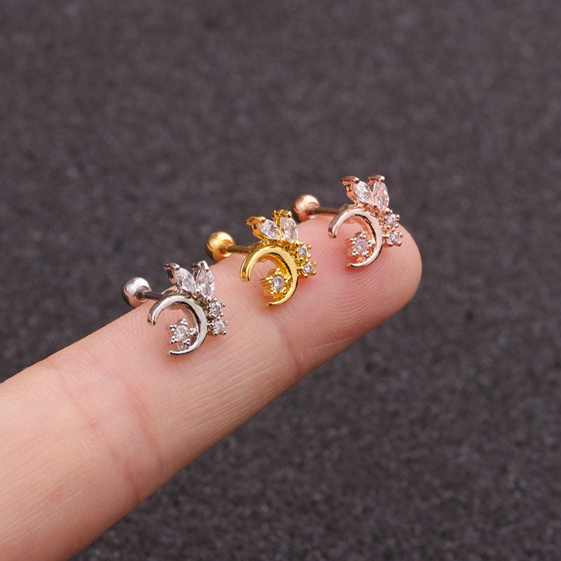 20G Cartilage Moon Helix Piercing Jewelry - Surgical Steel Earrings for Helix, Tragus, Conch - Perfect for Everyday Wear & Special Occasions