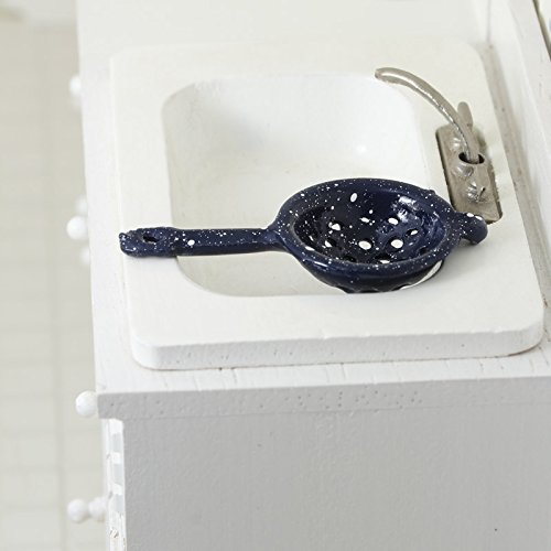 Blue Speckled Miniature Strainer for Dollhouse - Handcrafted Ceramic Kitchen Accessory - Perfect for Dollhouse Decor, Miniature Displays & DIY Craft Projects