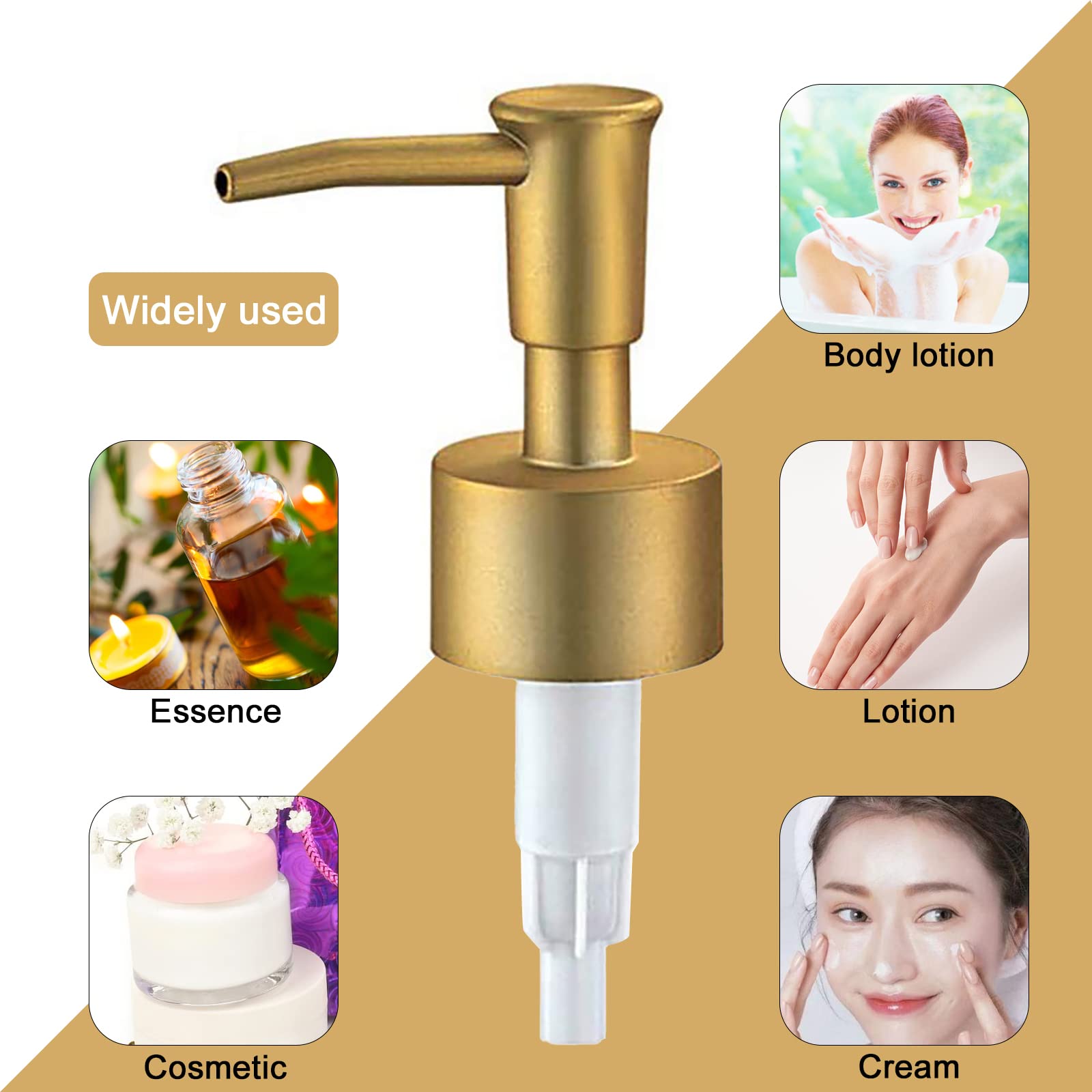 2Pcs Plastic Liquid Dispenser Replacement Pump - Gold Fog Dispenser Pump for Kitchen, Bathroom & Worktop Bottles - Perfect for Soap, Lotion & Oil Dispensing