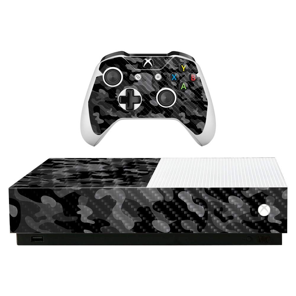 Premium Carbon Fiber Skin for Microsoft Xbox One S All-Digital Edition - Black Camo Design | Protective & Durable Textured Cover | Easy to Apply & Remove | Made in USA | Perfect for Gaming Setups & Home Entertainment Systems