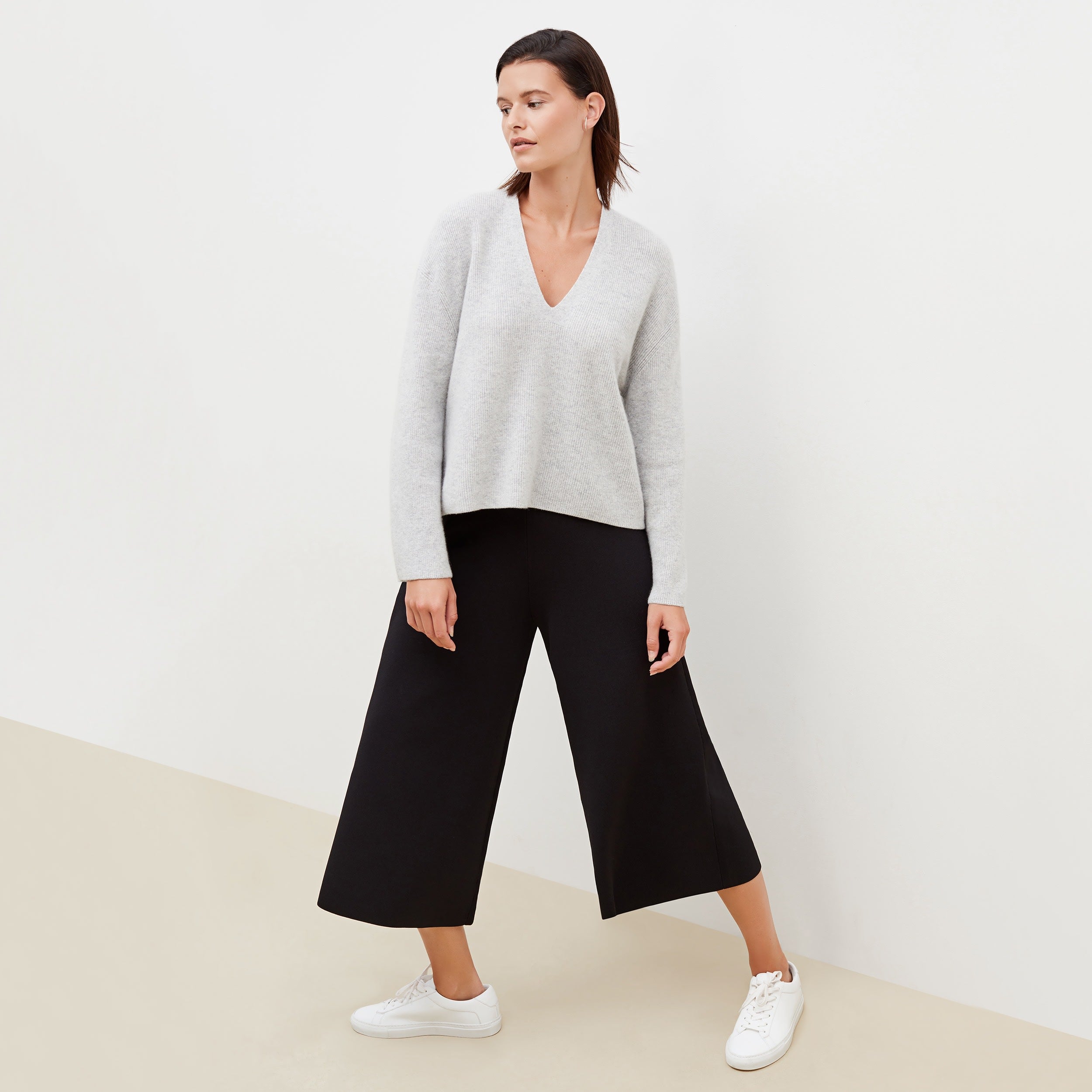Rogala Stretch Culotte Jumpsuit & Knit Cardigan Set in Black | Comfortable Lounge Wear for Women | Perfect for Yoga, Travel, and Casual Outings