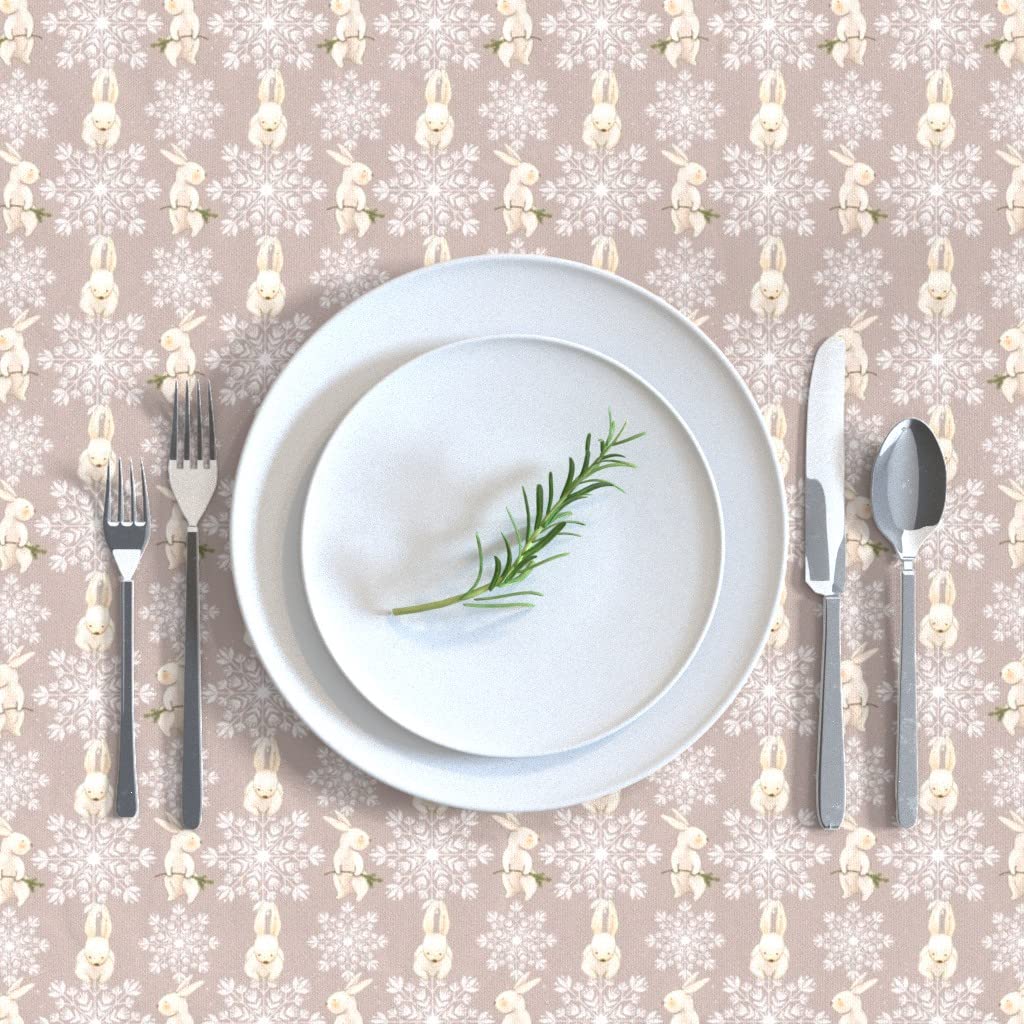 Nordic Winter Bunnies Cotton Sateen Tablecloth 70