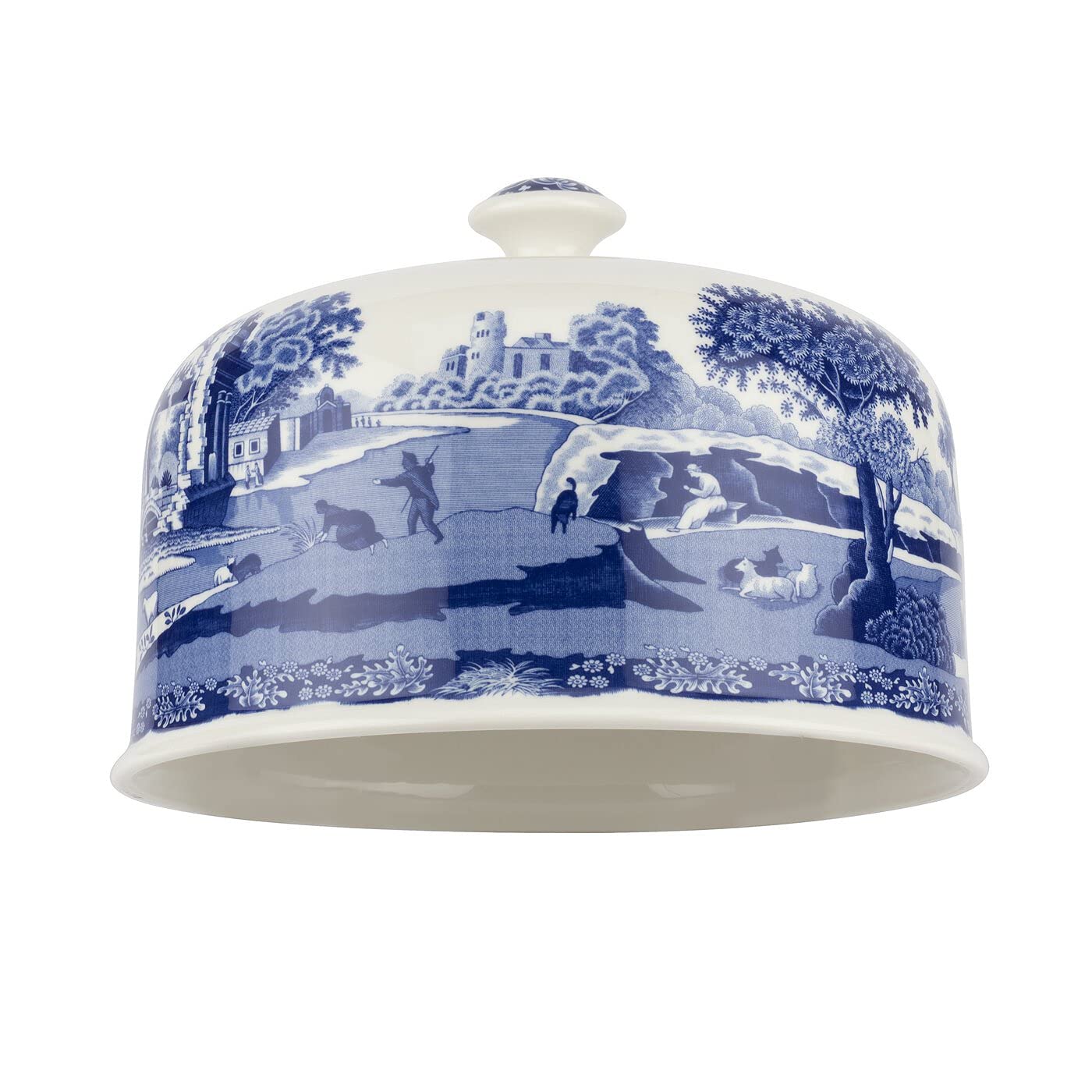 Spode Blue Italian 2-Piece Serving Platter with Dome Cover - 11.5-Inch Porcelain Tray for Cake, Pastries, Cheese & Appetizers | Elegant Dinnerware for Parties, Tea Time & Holiday Entertaining | Dishwasher Safe