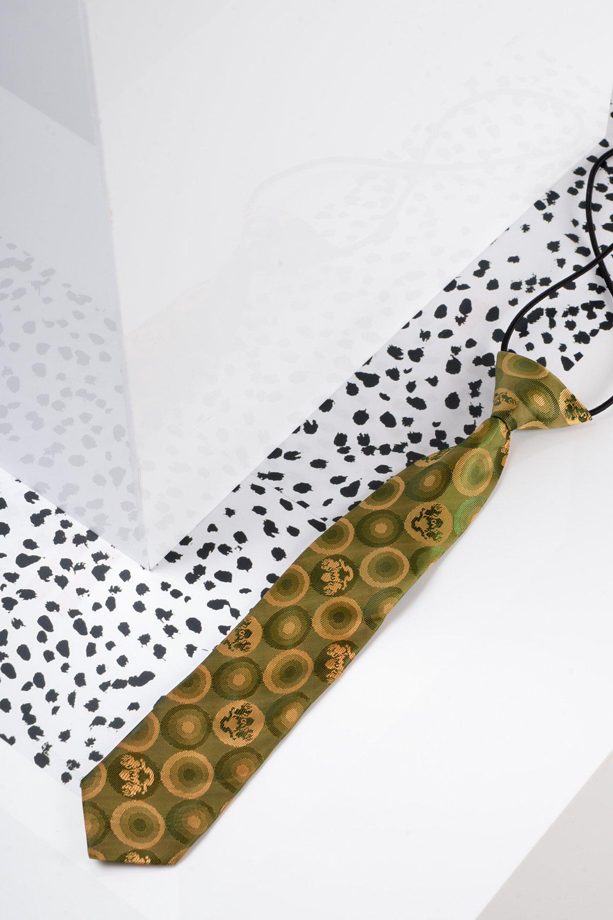 Kids' Tan Gold Bubble Circle Print Tie - Stylish & Fun Necktie for Boys & Girls - Perfect for School, Parties & Special Occasions