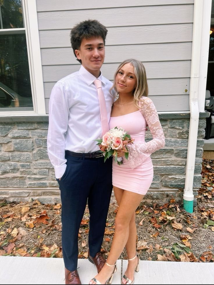 Elegant Pink Lace Sleeve Sheath Short Prom Dress for Homecoming - Style J5326 | Perfect for Formal Dances, Parties & Special Occasions
