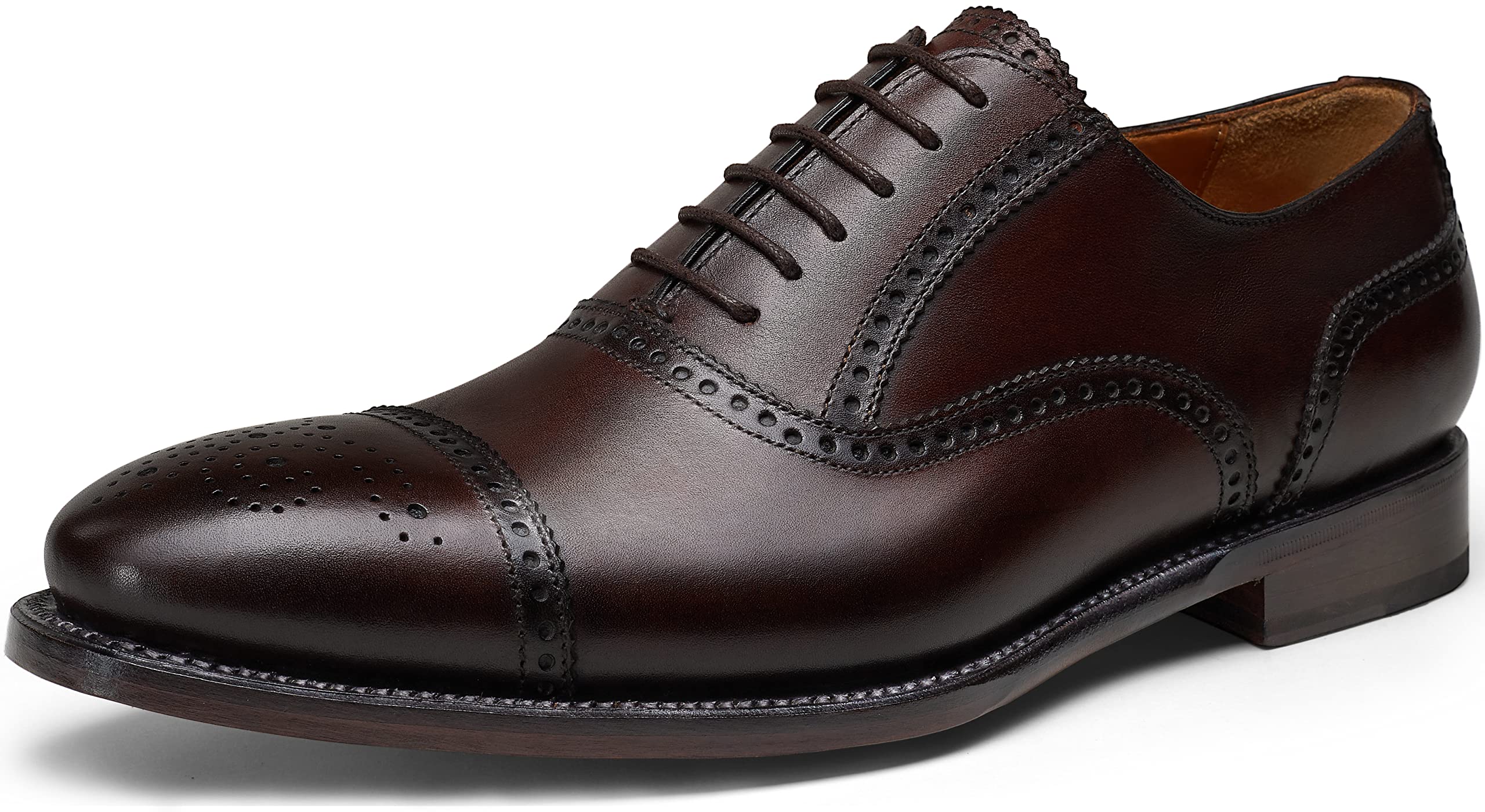 Jousen Le La Men's Dress Shoes | Goodyear Welted Formal Oxfords | Brogue Calfskin Leather Lace Up Shoes for Business & Wedding Occasions