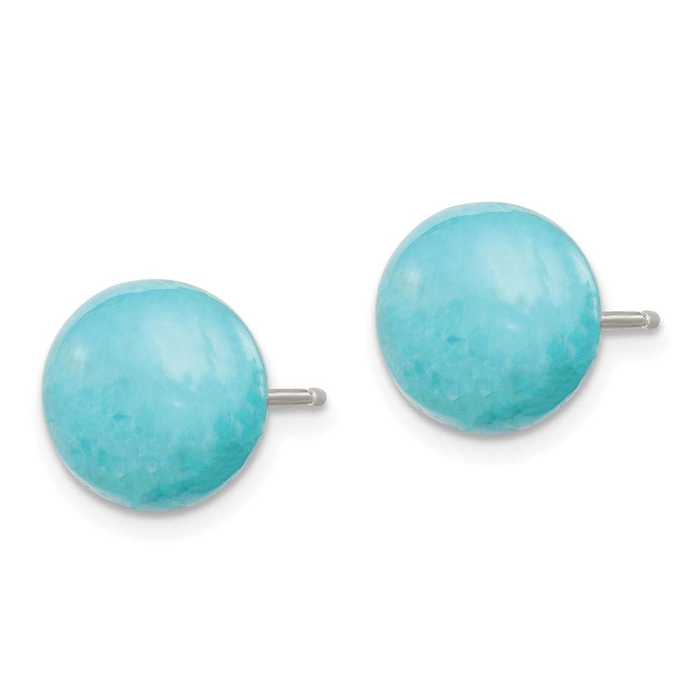 925 Sterling Silver 10-10.5mm Natural Turquoise Button Post Earrings for Women | Hypoallergenic Fine Jewelry | Perfect Gift for Her, Birthday, Anniversary & Everyday Wear