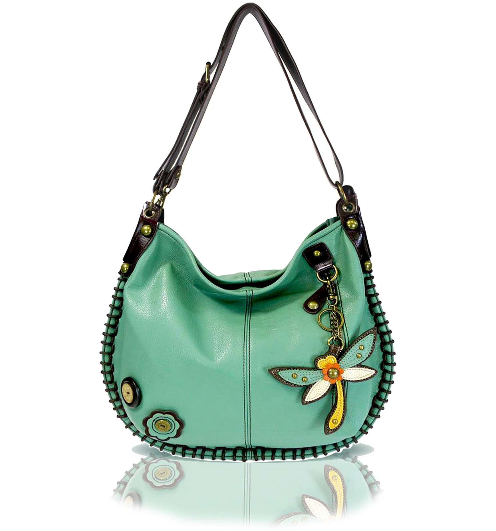Stylish Chala Handbags for Women - Soft Large Shoulder & Crossbody Purse with Keyfob in Teal Green | Perfect for Work, Travel & Everyday Use
