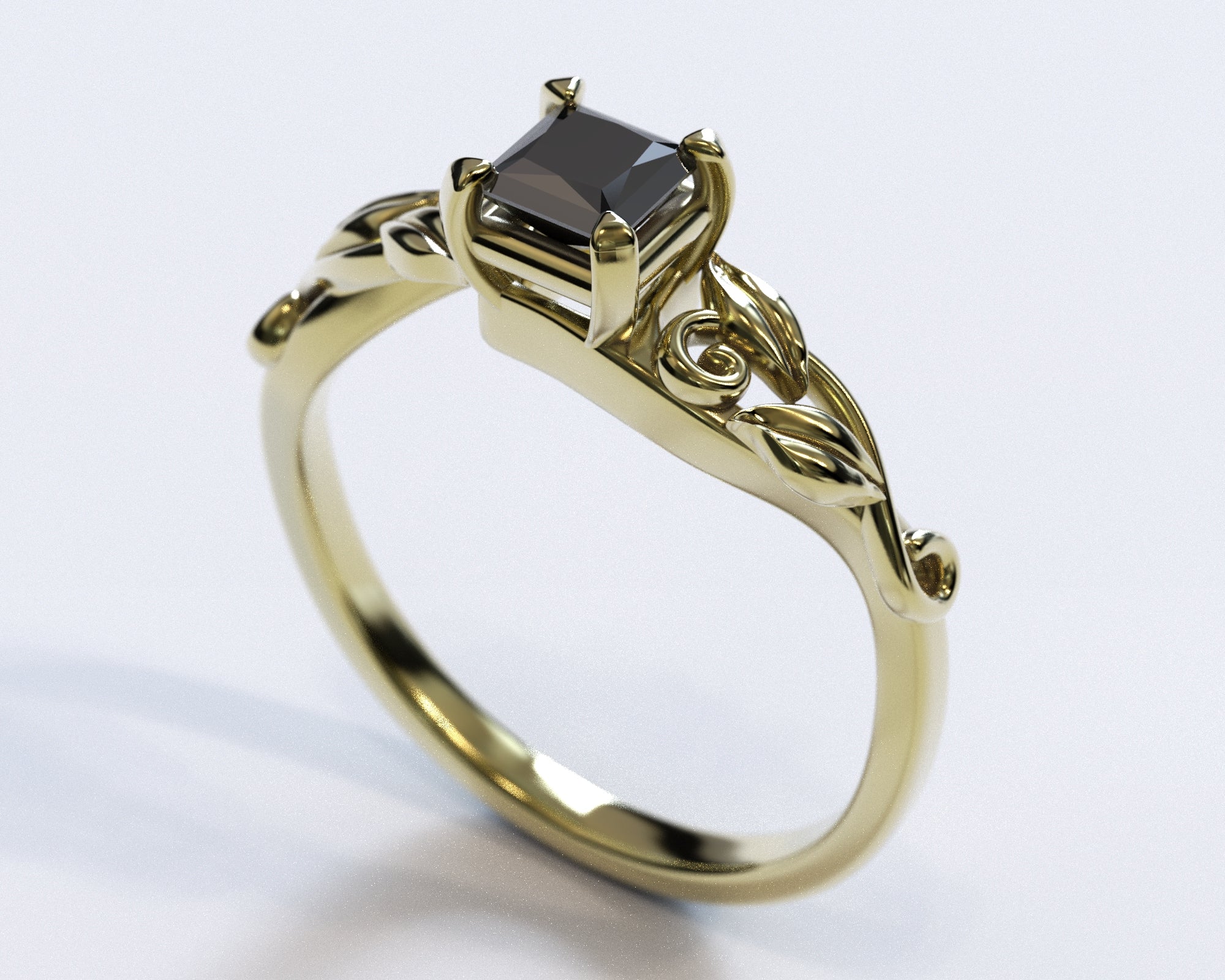 Exquisite Black Diamond Princess Cut Engagement Ring for Women - Elegant Wedding, Proposal & Anniversary Jewelry Gift
