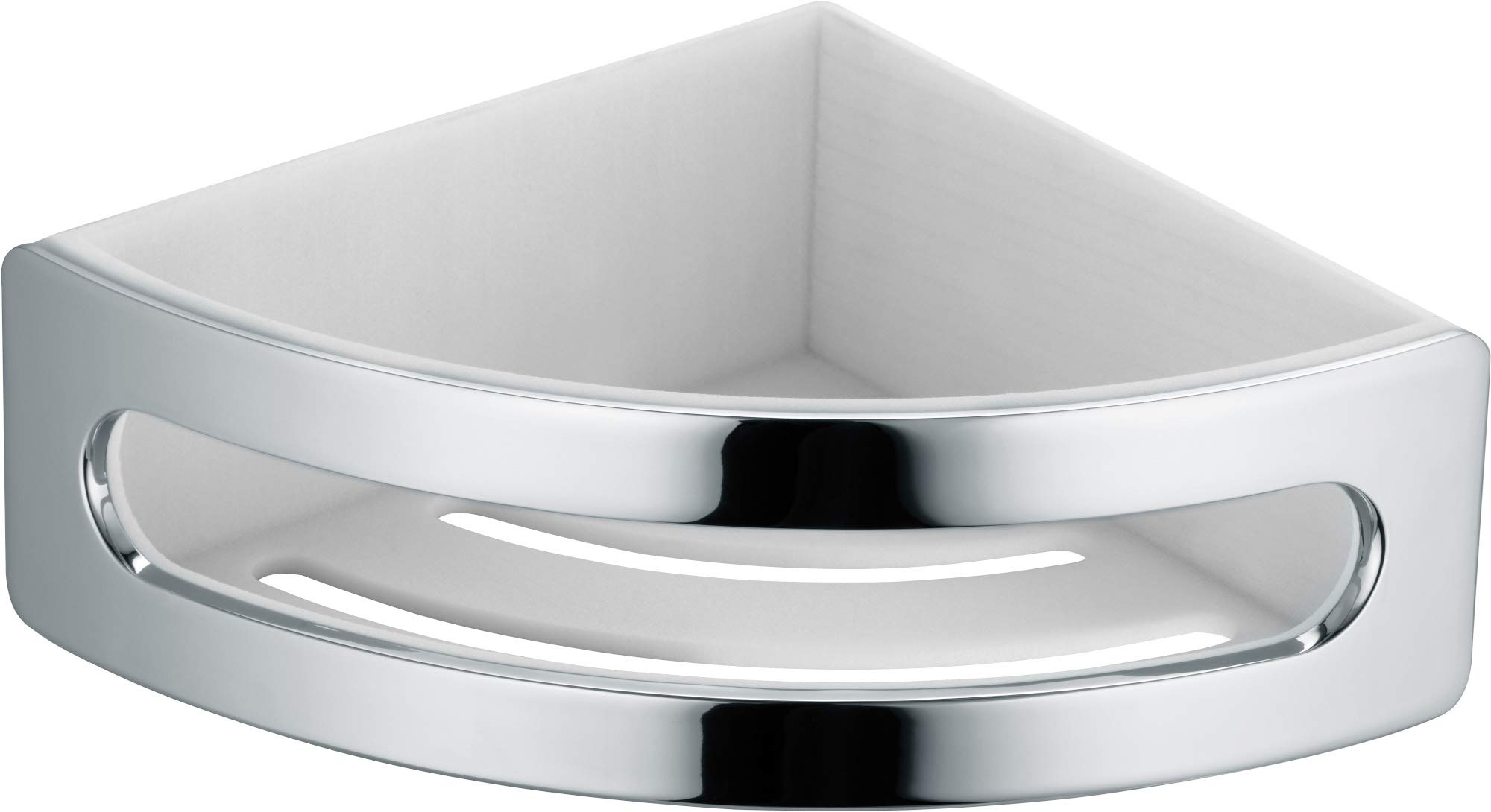 Elegant Chrome & White Corner Soap Dish for Bathroom - Modern Soap Holder for Shower, Sink, and Countertop Organization
