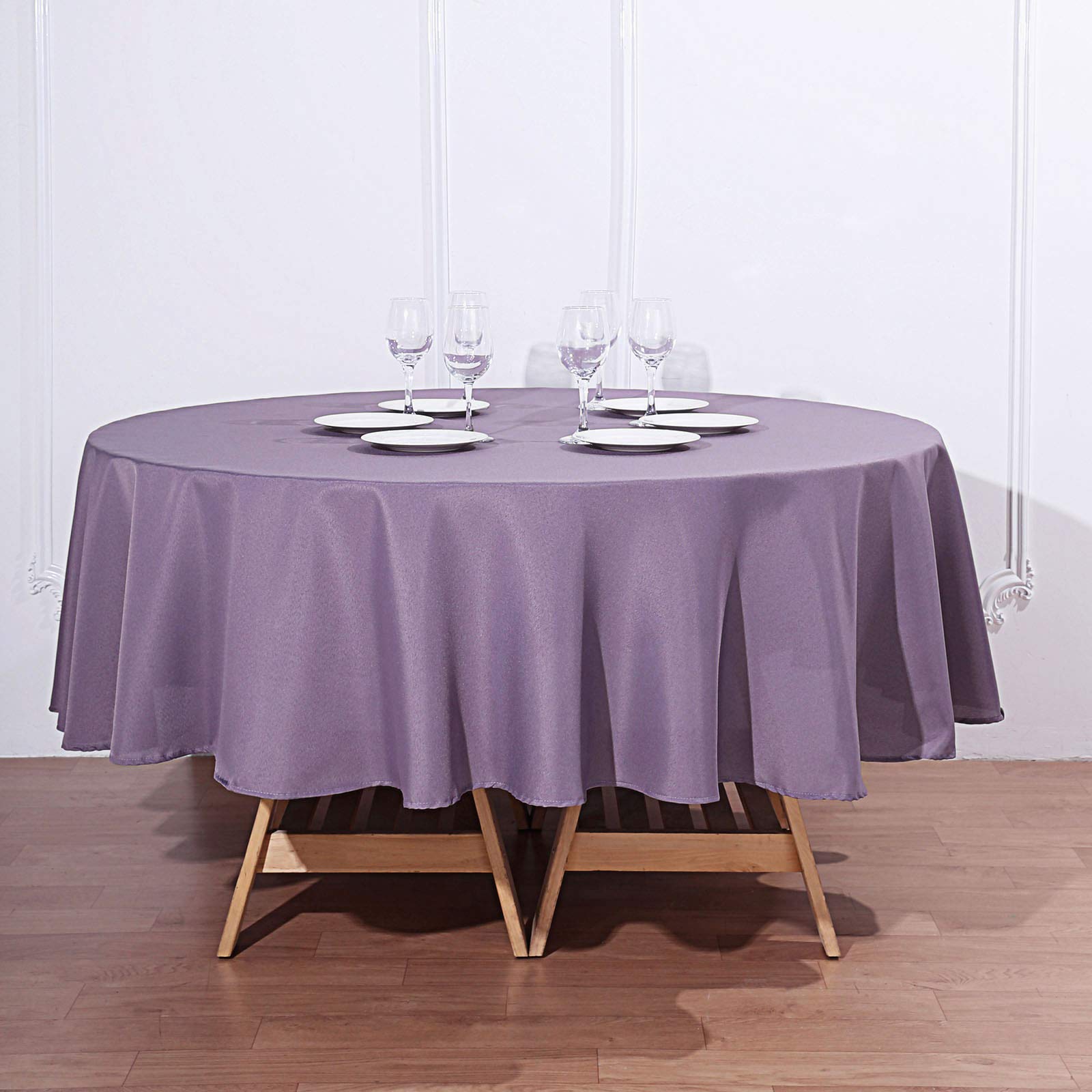 90 Inch Round Amethyst Polyester Tablecloth - Elegant Party & Wedding Table Cover for Banquet, Holiday Dinner, and Special Events