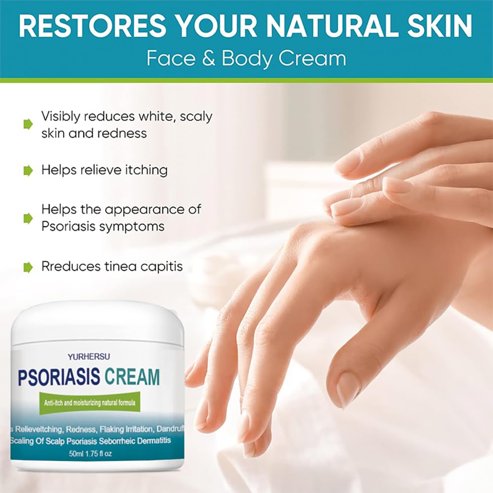 Psoriasis Cream for Scalp & Skin - Anti Itch, Redness Relief, Flaking & Dandruff Treatment - Moisturizing, Non-Sticky Formula for Seborrheic Dermatitis & Daily Skin Care - Fast Absorbing for Day & Night Use