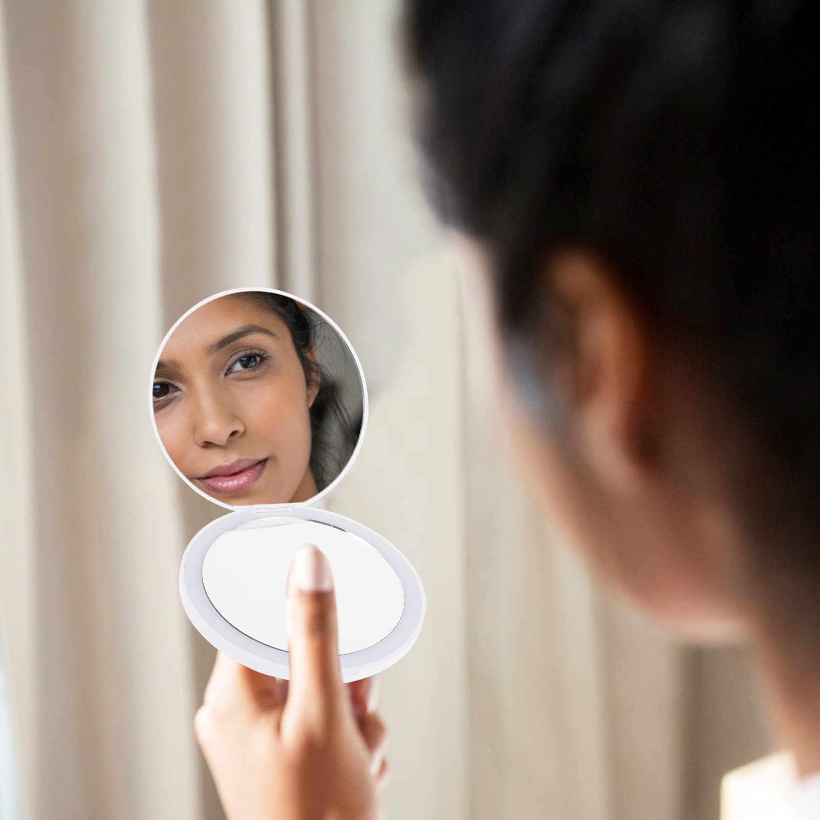 OSALADI LED Lighted Travel Makeup Mirror - Rechargeable Folding Vanity Mirror with Lights for Women & Girls, Pink | Perfect for Home, Travel & Salon Use