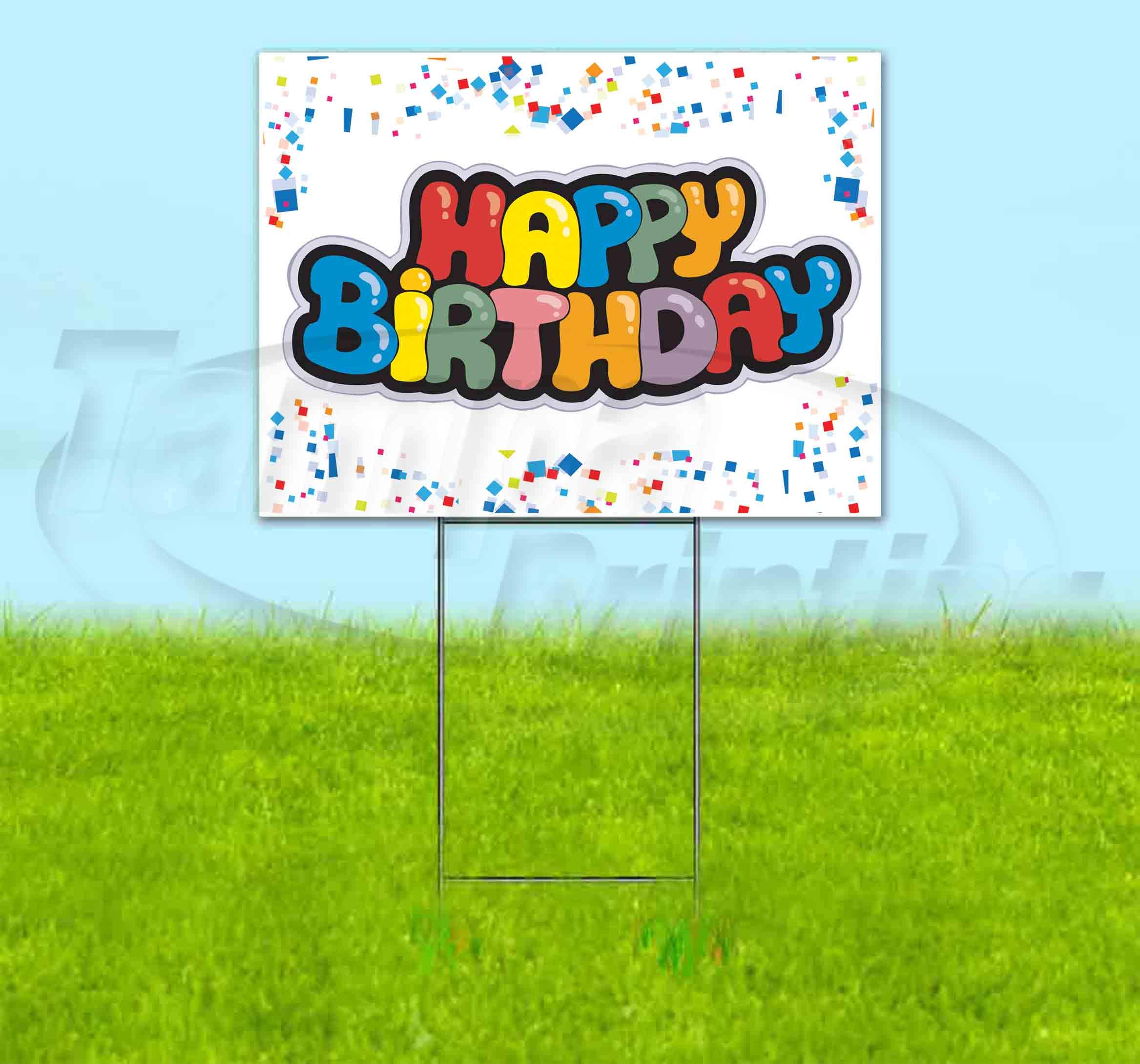 Happy Birthday Yard Sign - 18x24 Inch Outdoor Lawn Decoration with Metal Step Stake | Bulk Discounts & Multi-Packs Available | Perfect for Birthday Parties, Home Decor & Outdoor Advertising in USA