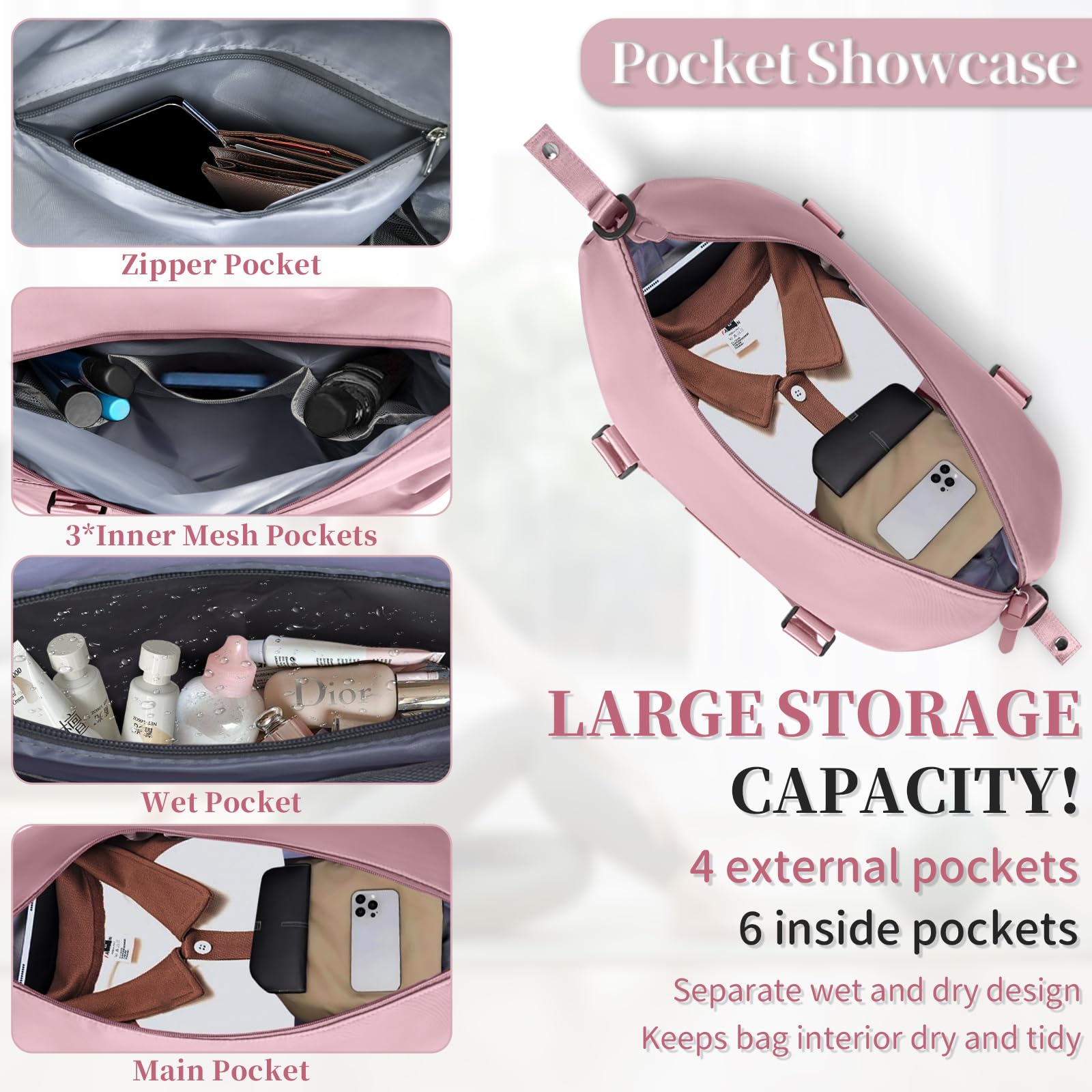 **Waterproof Travel Duffle Bag - Gym Weekender Overnight Tote with Luggage Sleeve & Wet Pocket - Perfect for Labor, Delivery, Hospital & Outdoor Adventures**