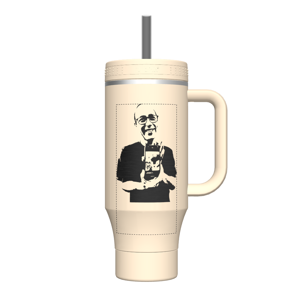 40oz Insulated Tumbler with Handle & Straw - Customizable Name/Logo - Perfect for Coffee, Iced Drinks & Smoothies - BPA Free Stainless Steel Travel Mug for Office, Gym & Outdoor Activities