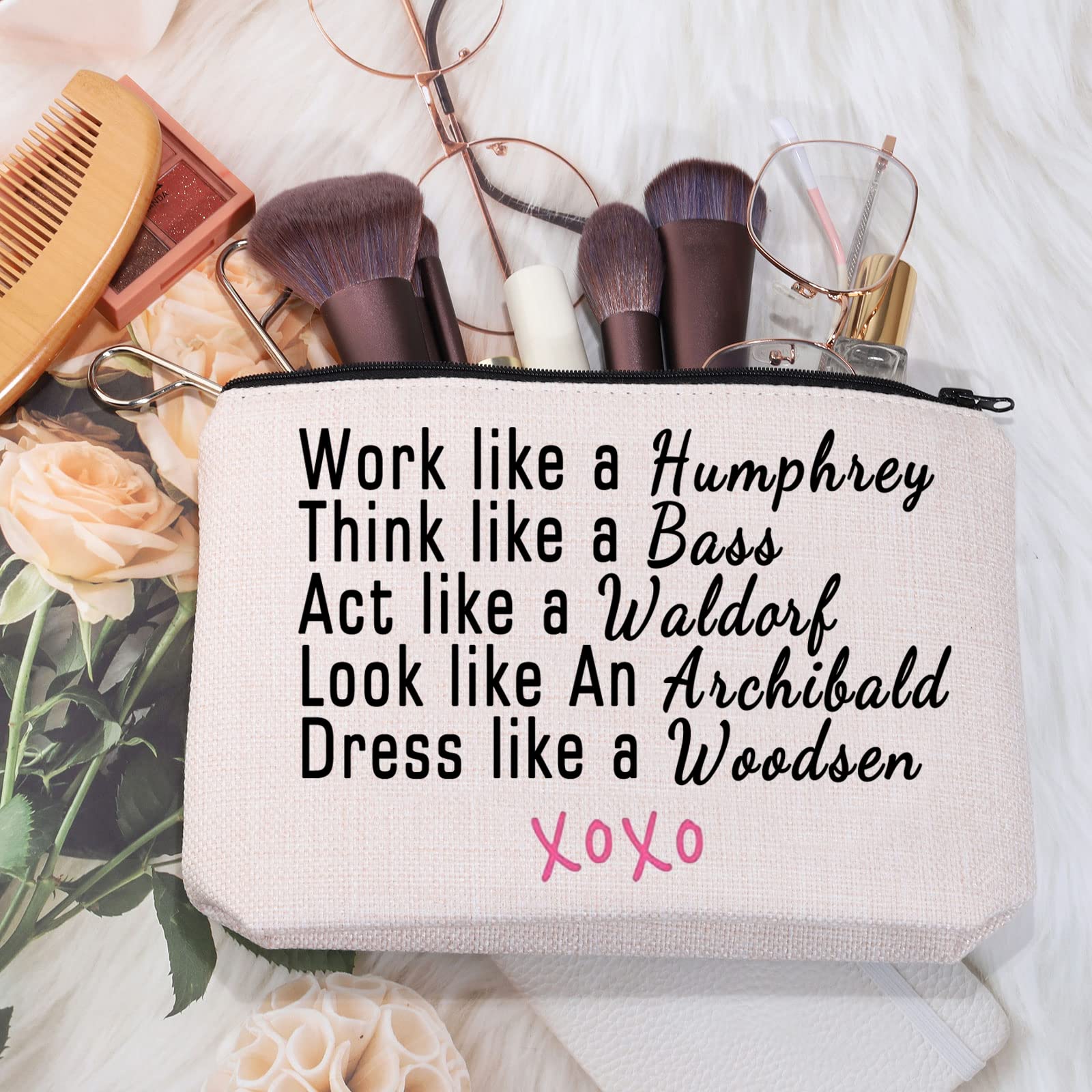 MEIKIUP GS Inspired Makeup Bag - Think Like a Bass Act Like a Waldorf Travel Cosmetic Pouch - Perfect Gift for TV Show Fans, Travel & Daily Use