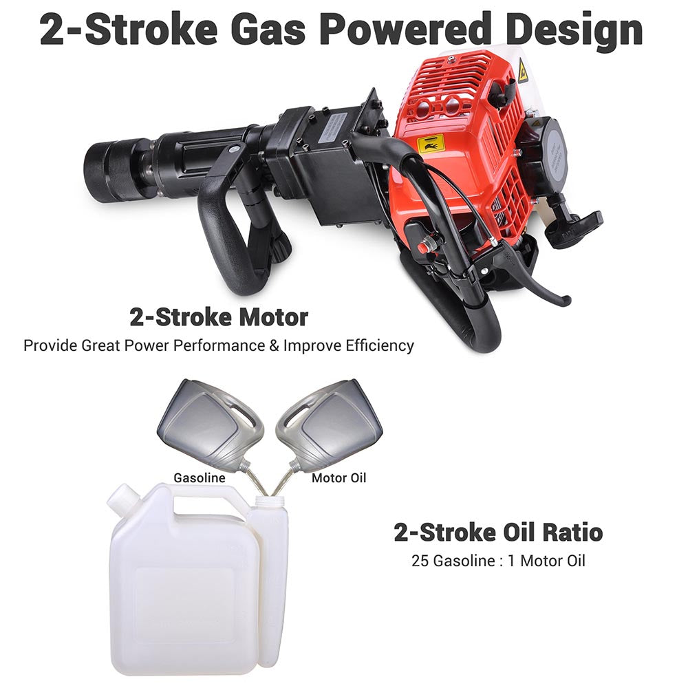 TheLAShop 32.7cc EPA Certified 2-in-1 Gasoline Jackhammer and T-Post Pile Driver Kit - Heavy Duty Construction & Fencing Tool for Landscaping, Demolition, and Farm Work