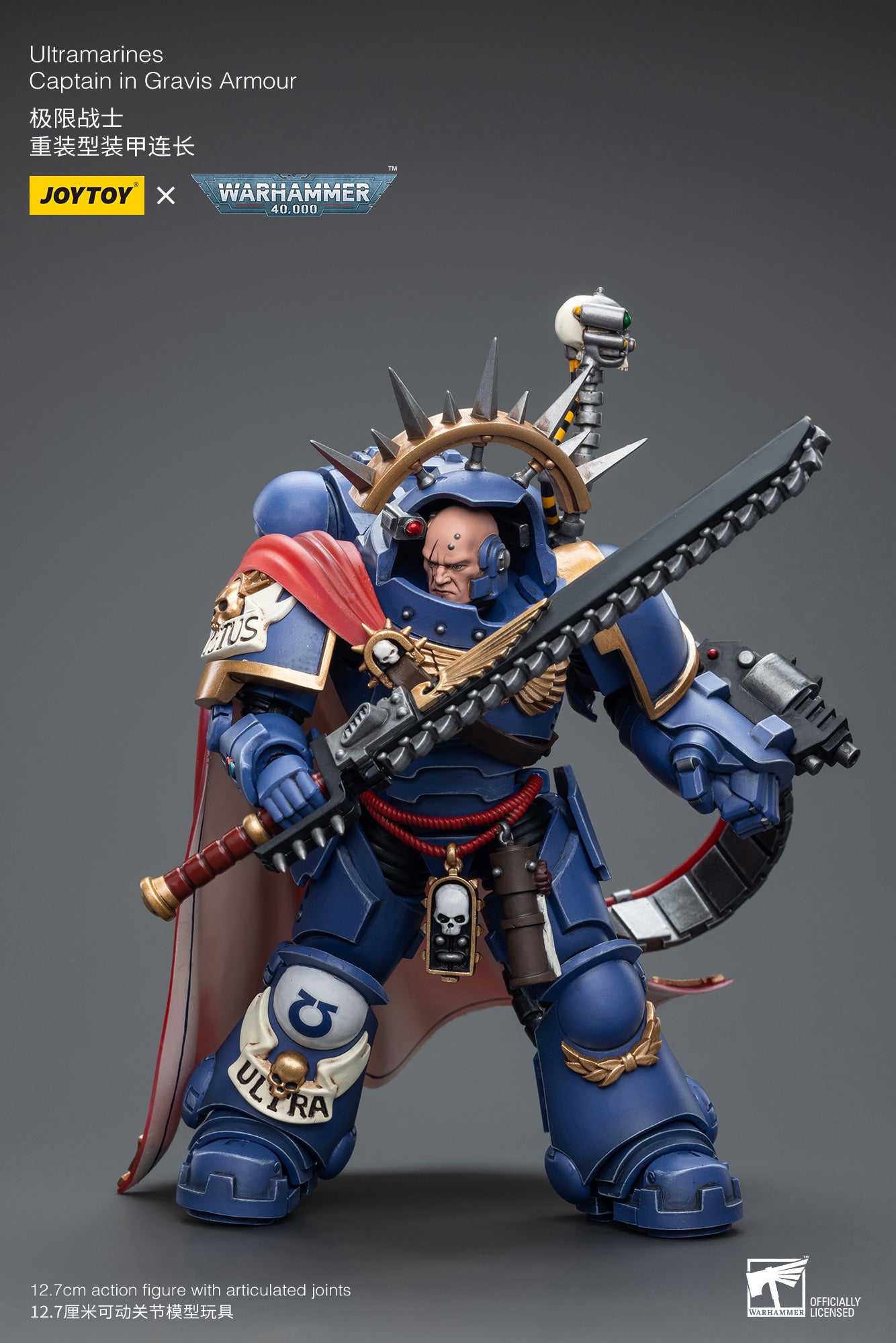 Pre-Order JOYTOY 1/18 Scale Warhammer 40K Ultramarines Captain in Gravis Armor Action Figure - Reissue Edition | Collectible Miniature for Tabletop Gaming & Display