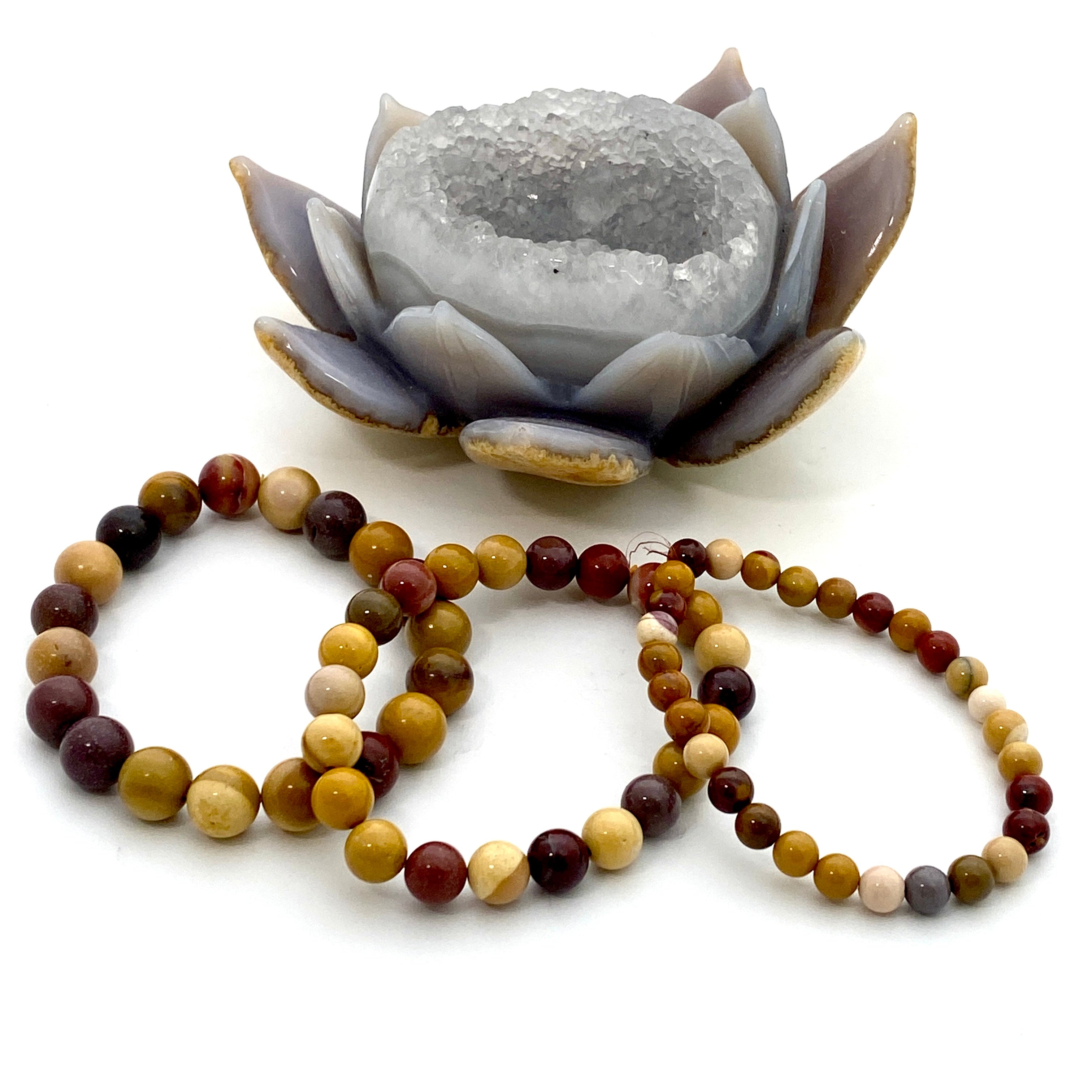 Natural Mookaite Gemstone Bracelet for Women - Healing Crystal Jewelry for Meditation, Yoga & Spiritual Balance | Handmade Beaded Stretch Band